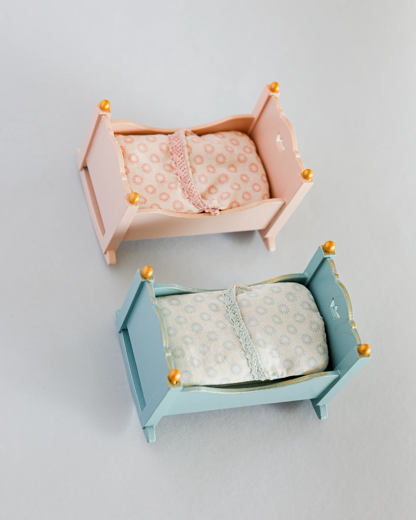 Maileg | Miniature Cradle, Baby Mouse - Blue - Image 4