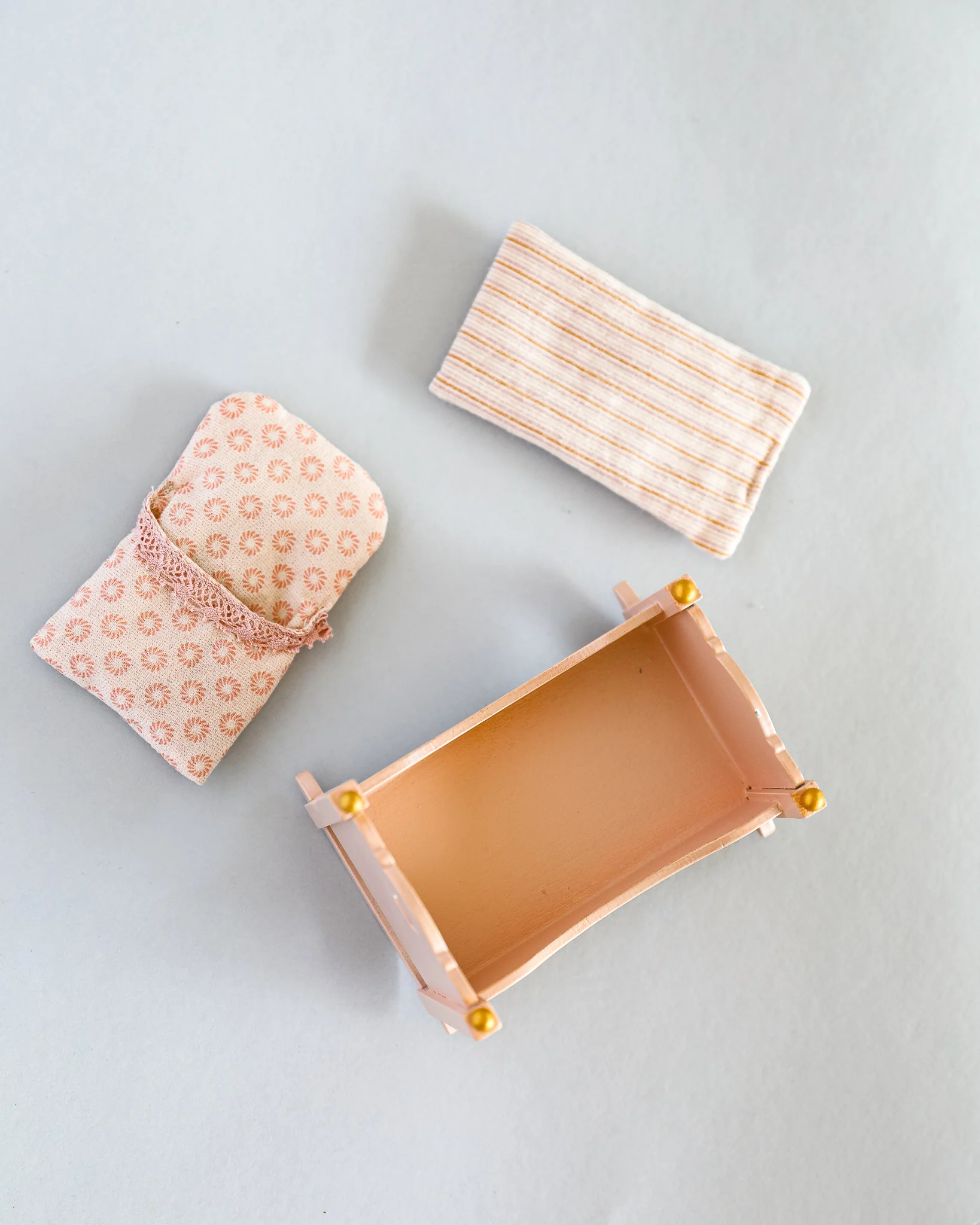 Maileg | Miniature Cradle, Baby Mouse - Rose - Image 2
