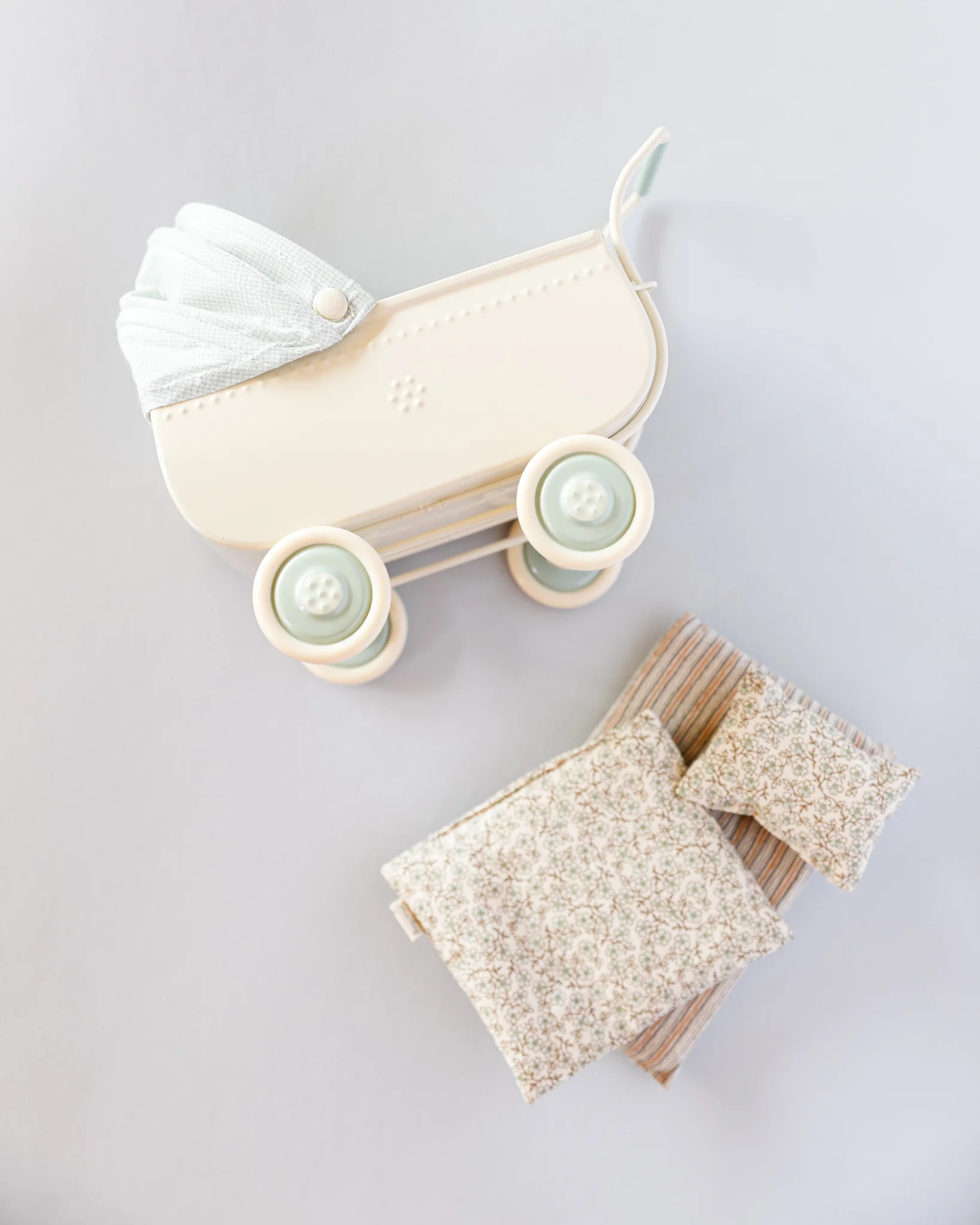 Maileg | Miniature Pram, Micro - Blue - Image 3