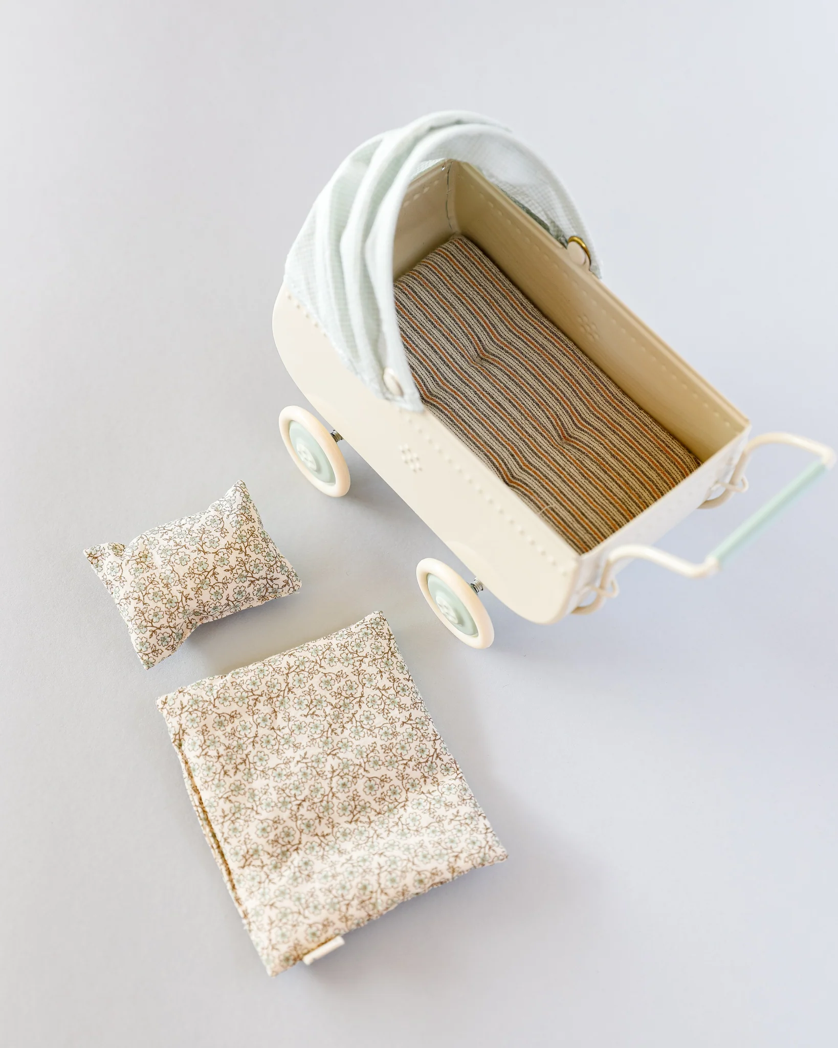 Maileg | Miniature Pram, Micro - Blue - Image 5