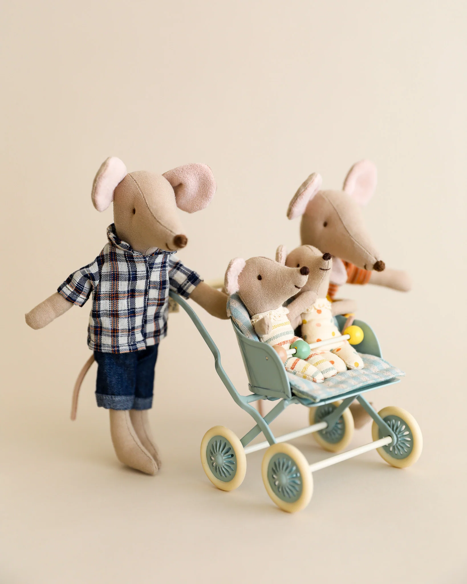 Maileg | Stroller, Baby Mice - Mint - Image 3
