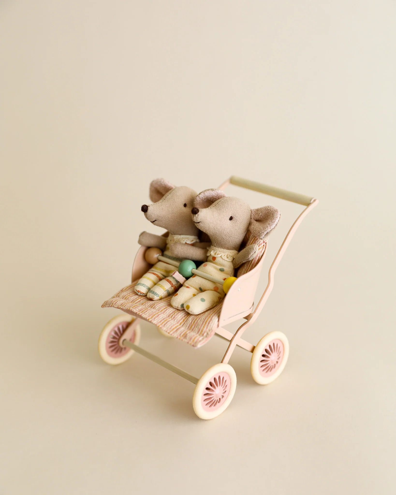 Maileg | Stroller, Baby Mice - Rose - Image 2