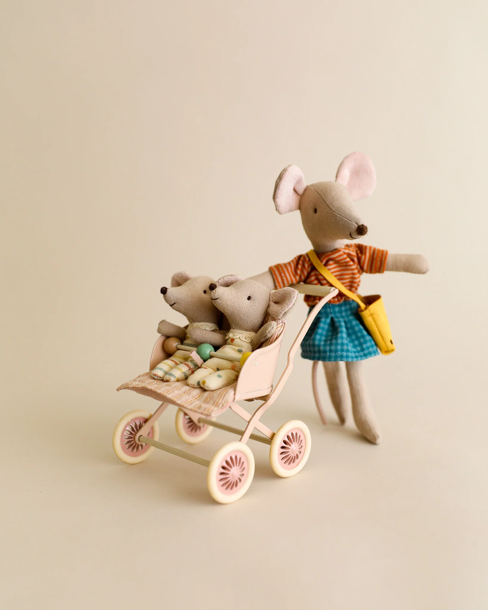Maileg | Stroller, Baby Mice - Rose - Image 3