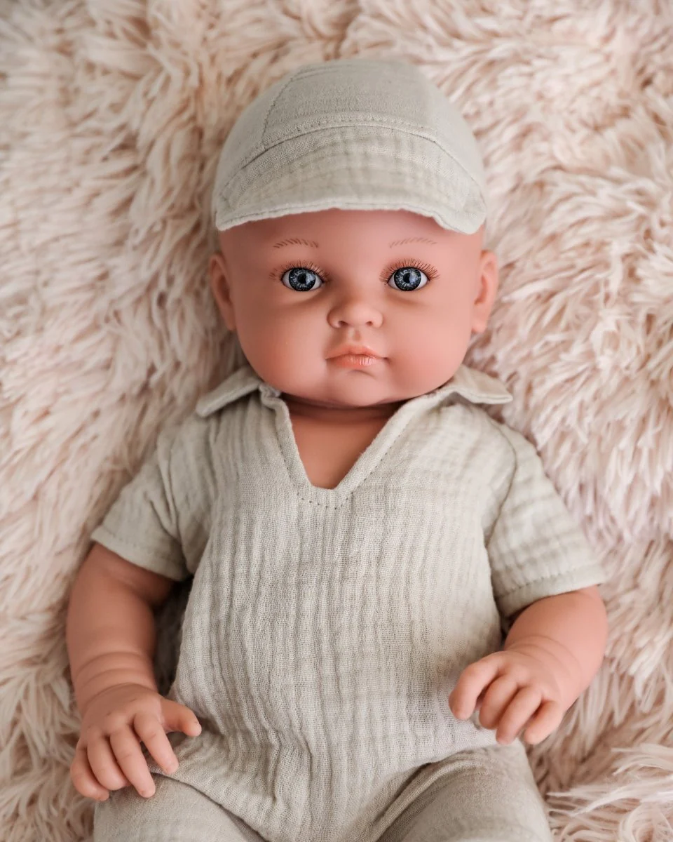 Minikane Doll | 18" Bambini Boy Doll Yann in Linen Outfit - Image 2