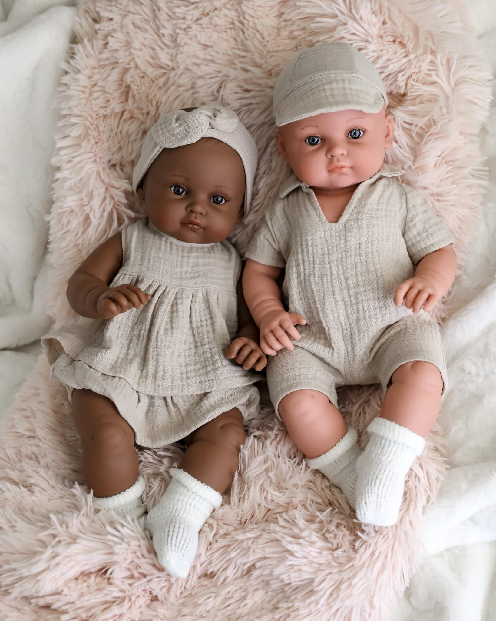 Minikane Doll | 18" Bambini Girl Doll Augustine in Linen Outfit - Image 5