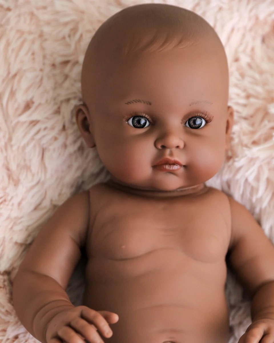 Minikane Doll | 18" Bambini Girl Doll Augustine in Marsala Romper - Image 5