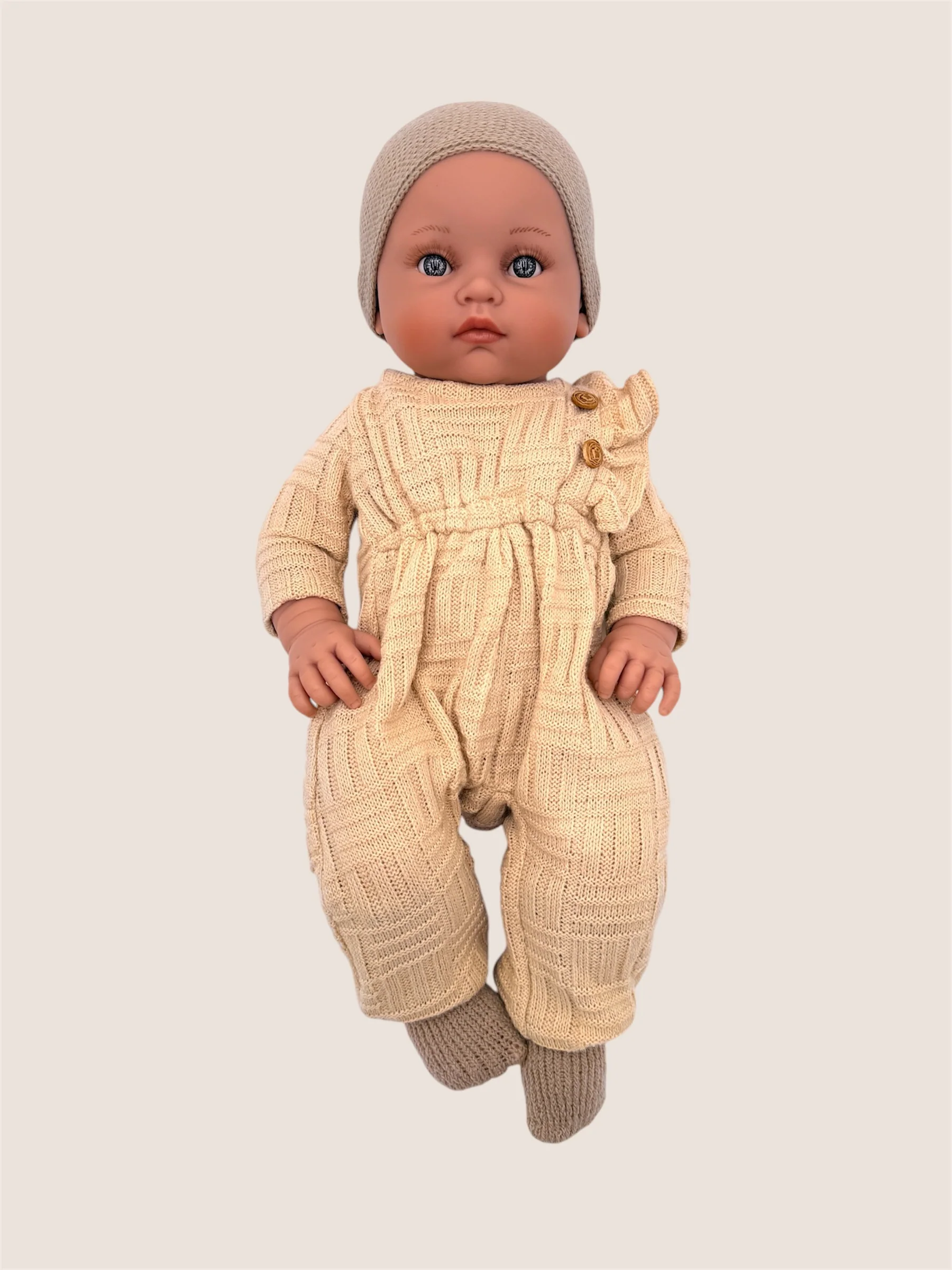 Minikane Doll | 18" Bambini Girl Doll Yaelle in Cream Mesh Jumpsuit - Image 2