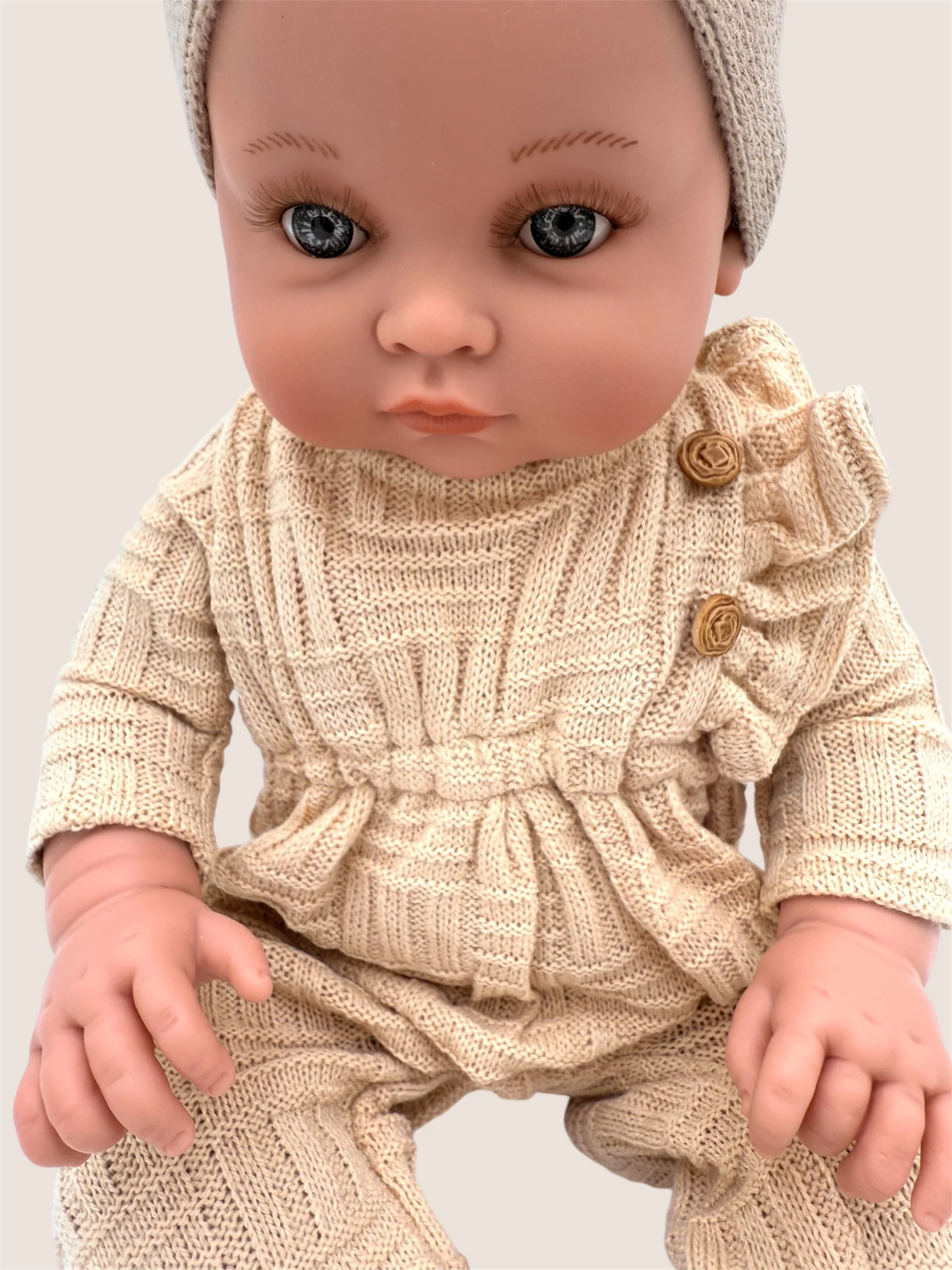 Minikane Doll | 18" Bambini Girl Doll Yaelle in Cream Mesh Jumpsuit - Image 3