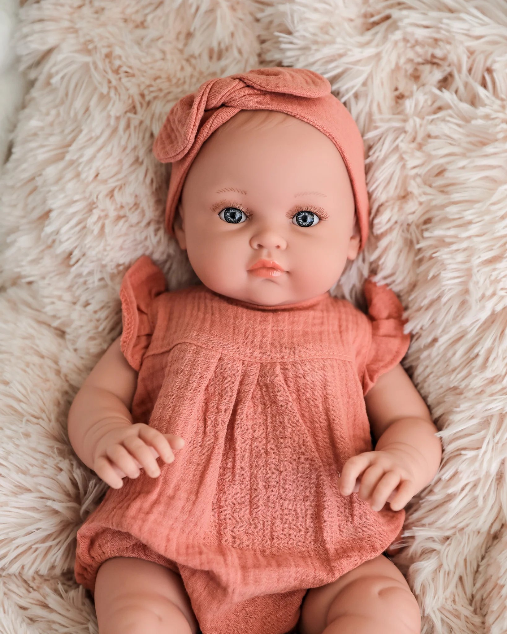 Minikane Doll | 18" Bambini Girl Doll Yaelle in Marsala Romper - Image 2