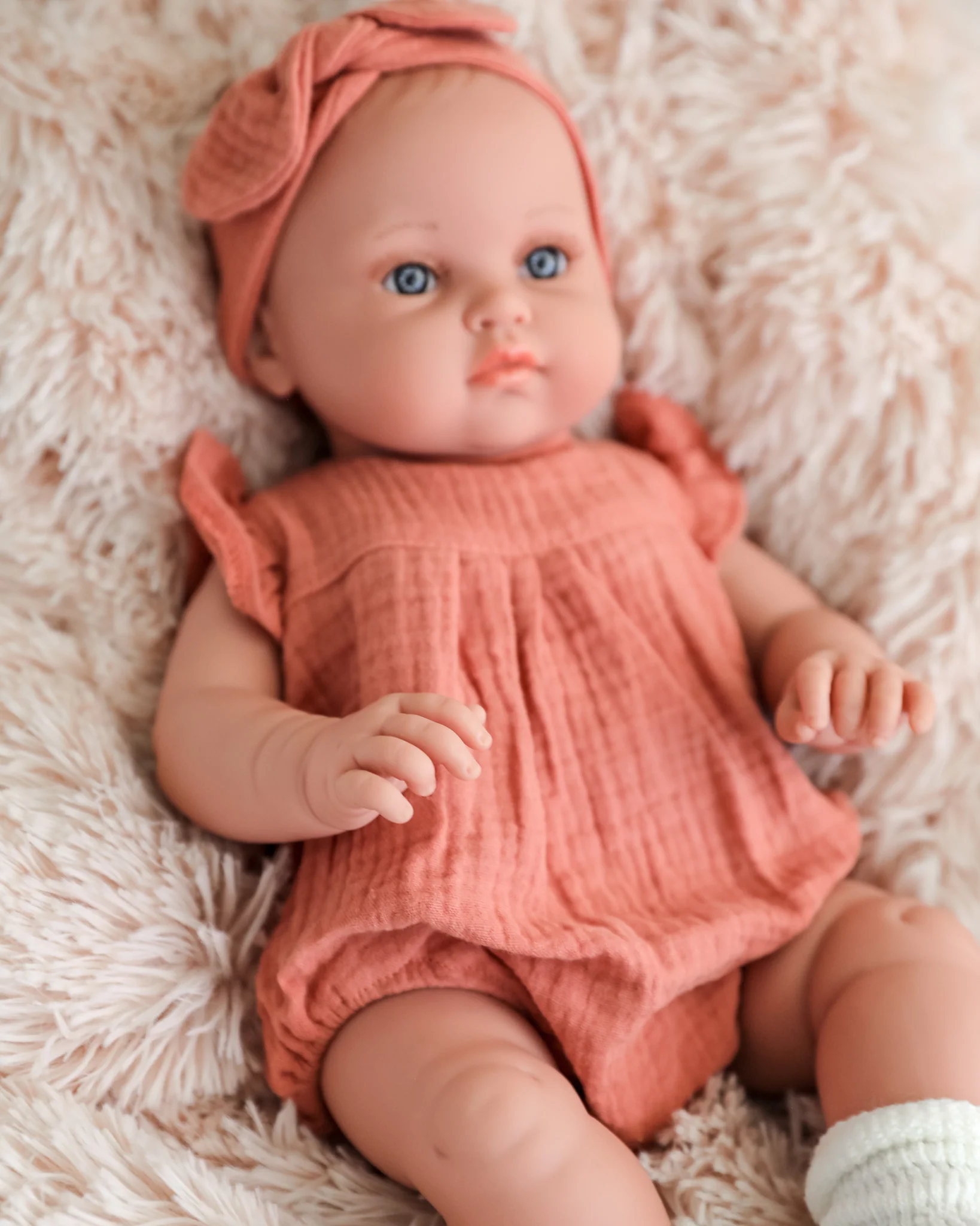 Minikane Doll | 18" Bambini Girl Doll Yaelle in Marsala Romper - Image 3