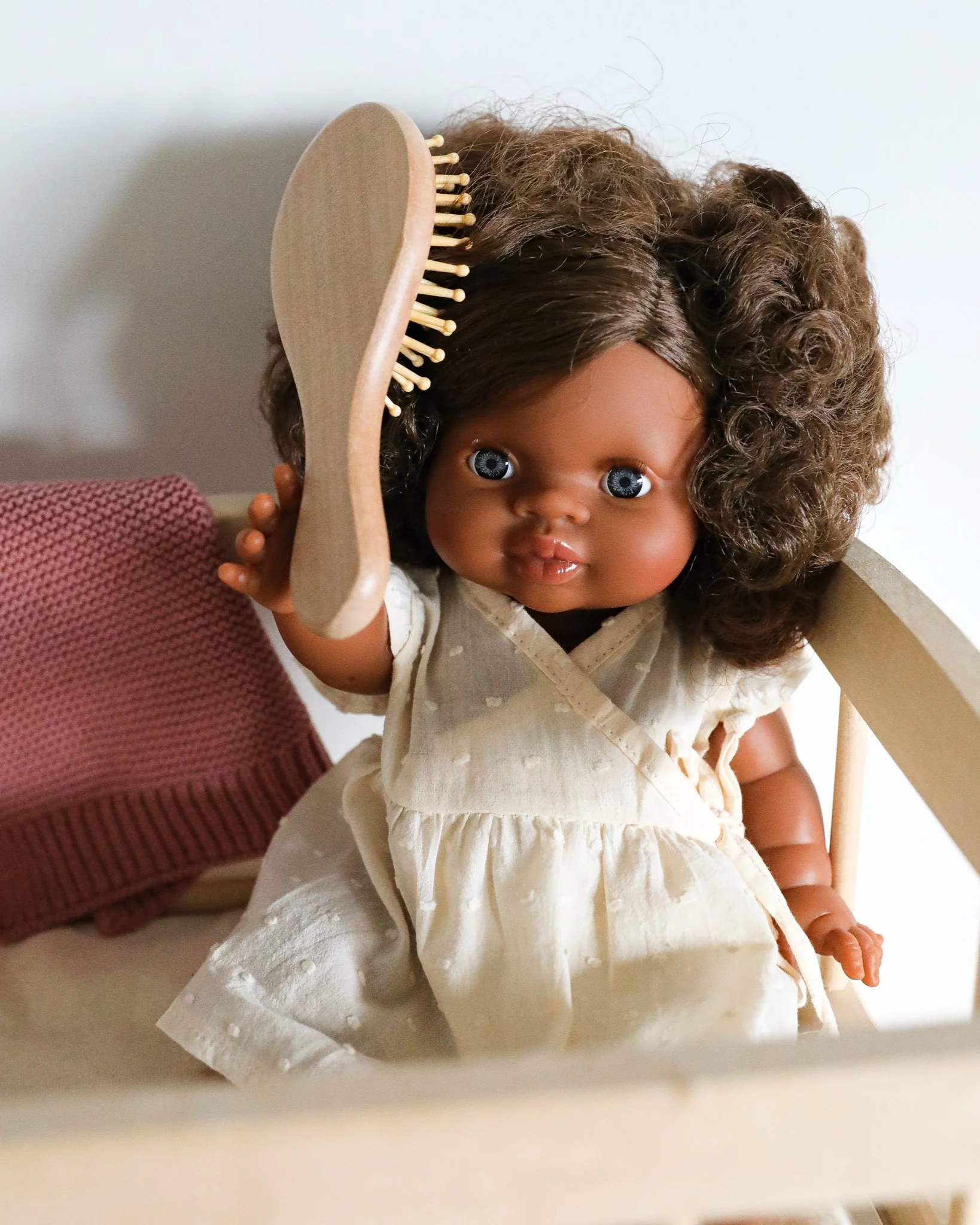 Minikane Doll Accessories | Wooden Baby Doll Hairbrush - Image 4