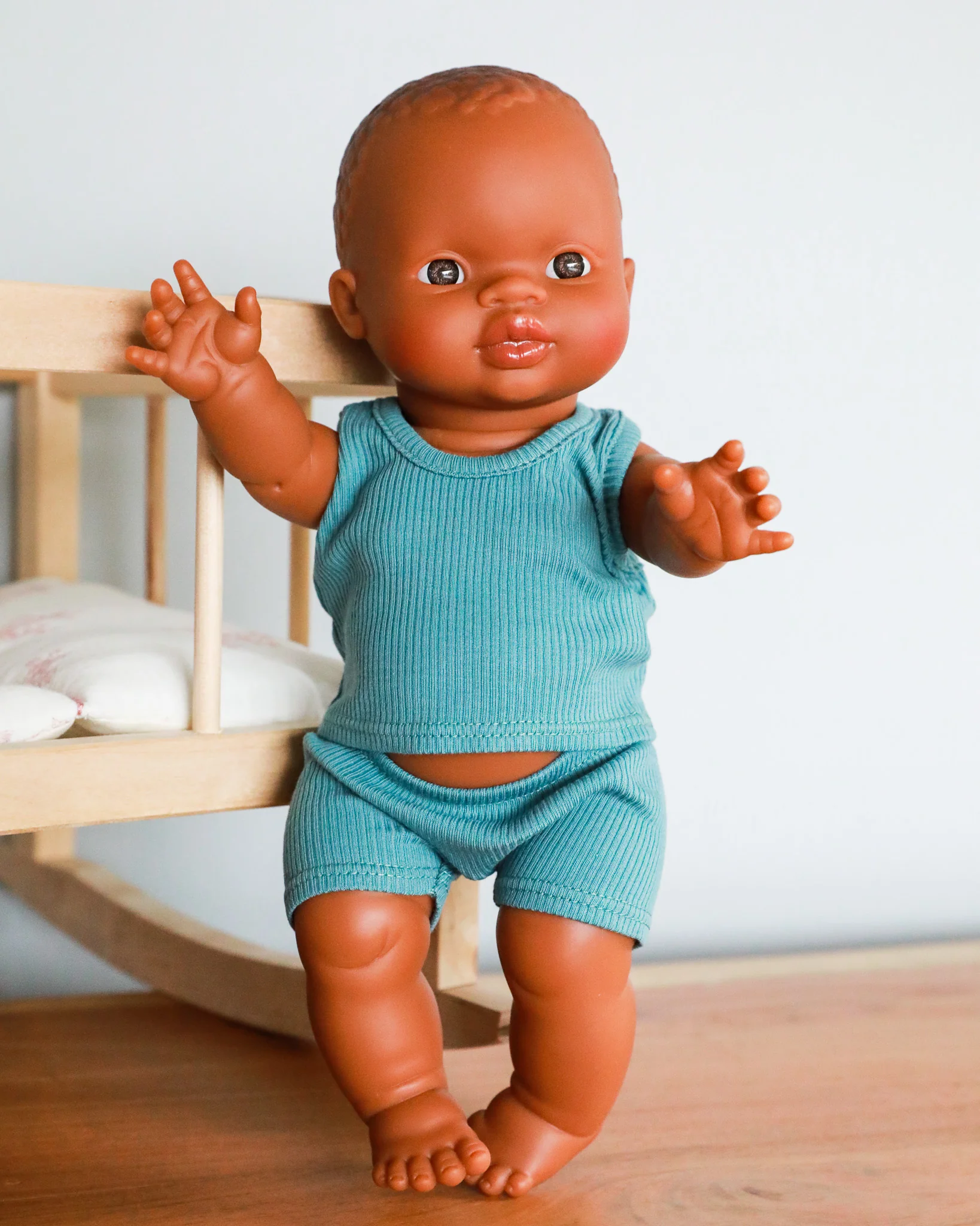 Minikane Doll Clothes | Two-Piece Tank Doll Outfit - Blue - Image 2