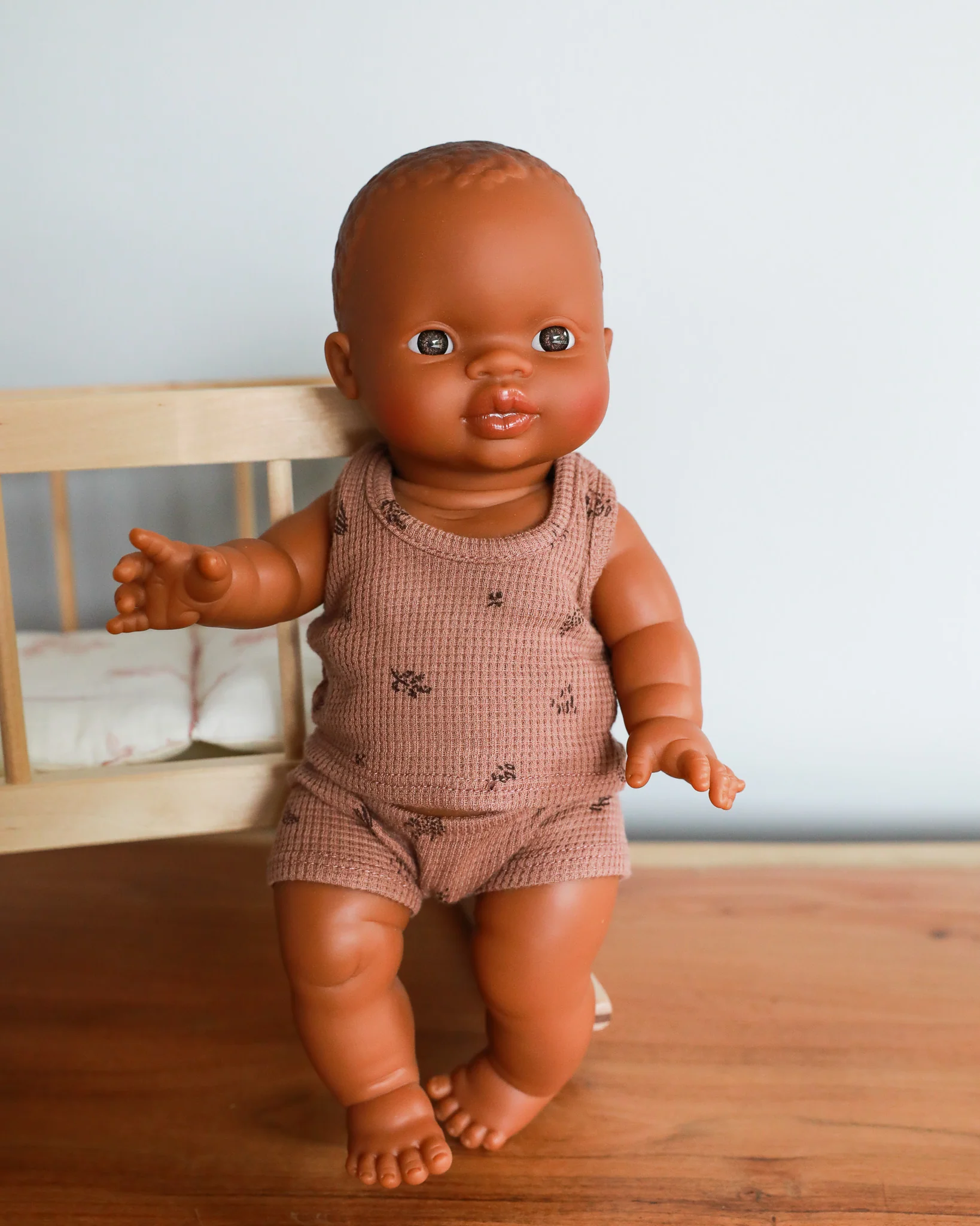 Minikane Doll Clothes | Baby Boy Doll Tank Set - Chestnut - Image 4
