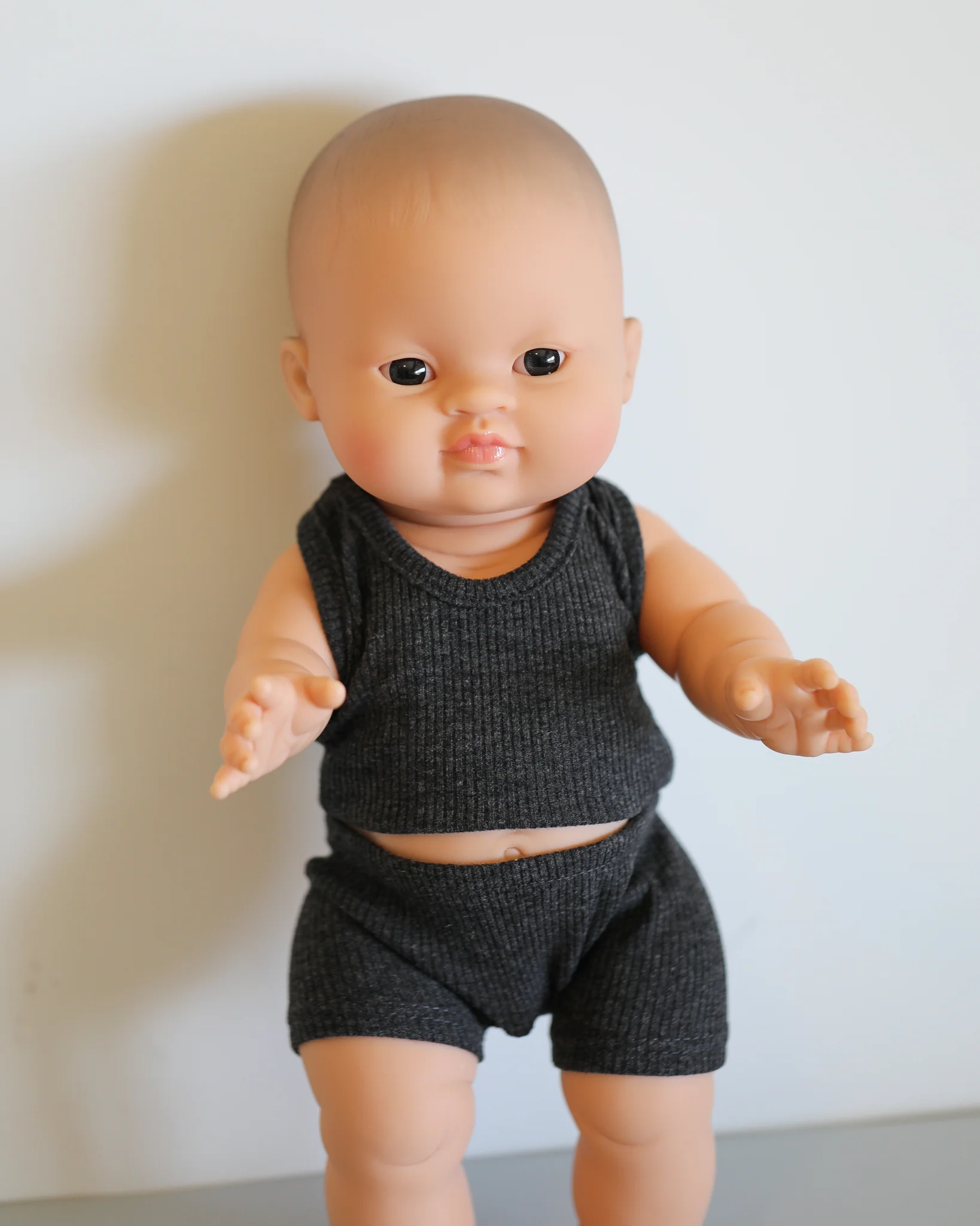 Minikane Doll Clothes | Baby Boy Doll Tank Set - Grey - Image 2