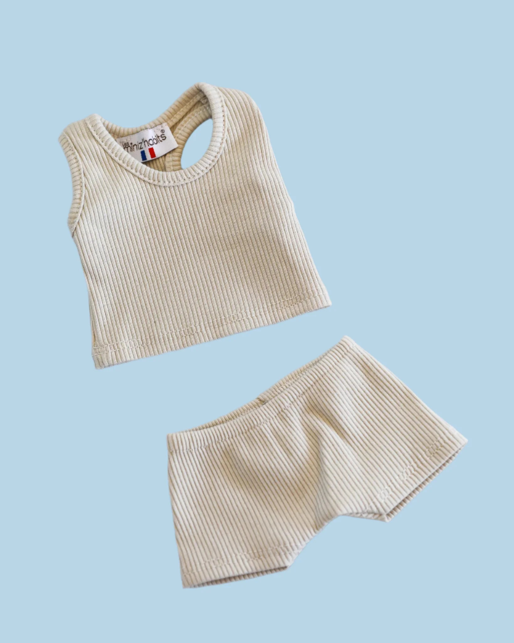 Minikane Doll Clothes | Two-Piece Tank Doll Outfit - Linen Grey - Image 2