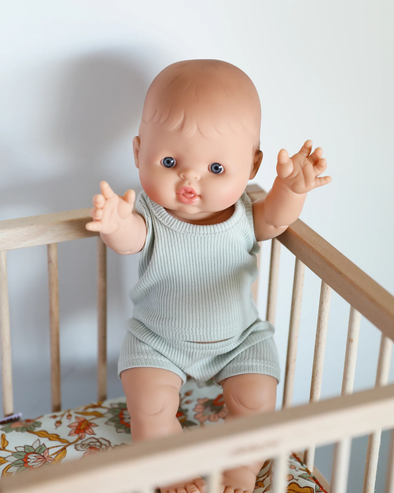 Minikane Doll Clothes | Baby Boy Doll Tank Set - Mint - Image 6