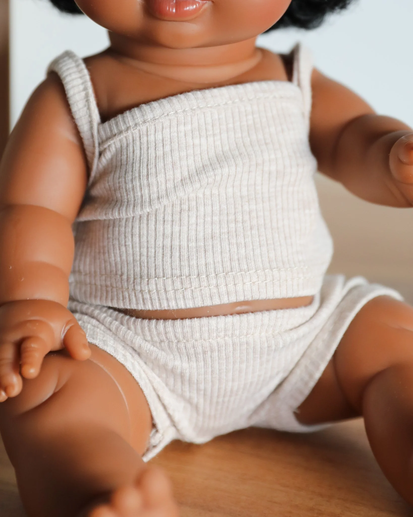 Minikane Doll Clothes | Baby Boy Doll Underwear Set (Beige) - Image 2