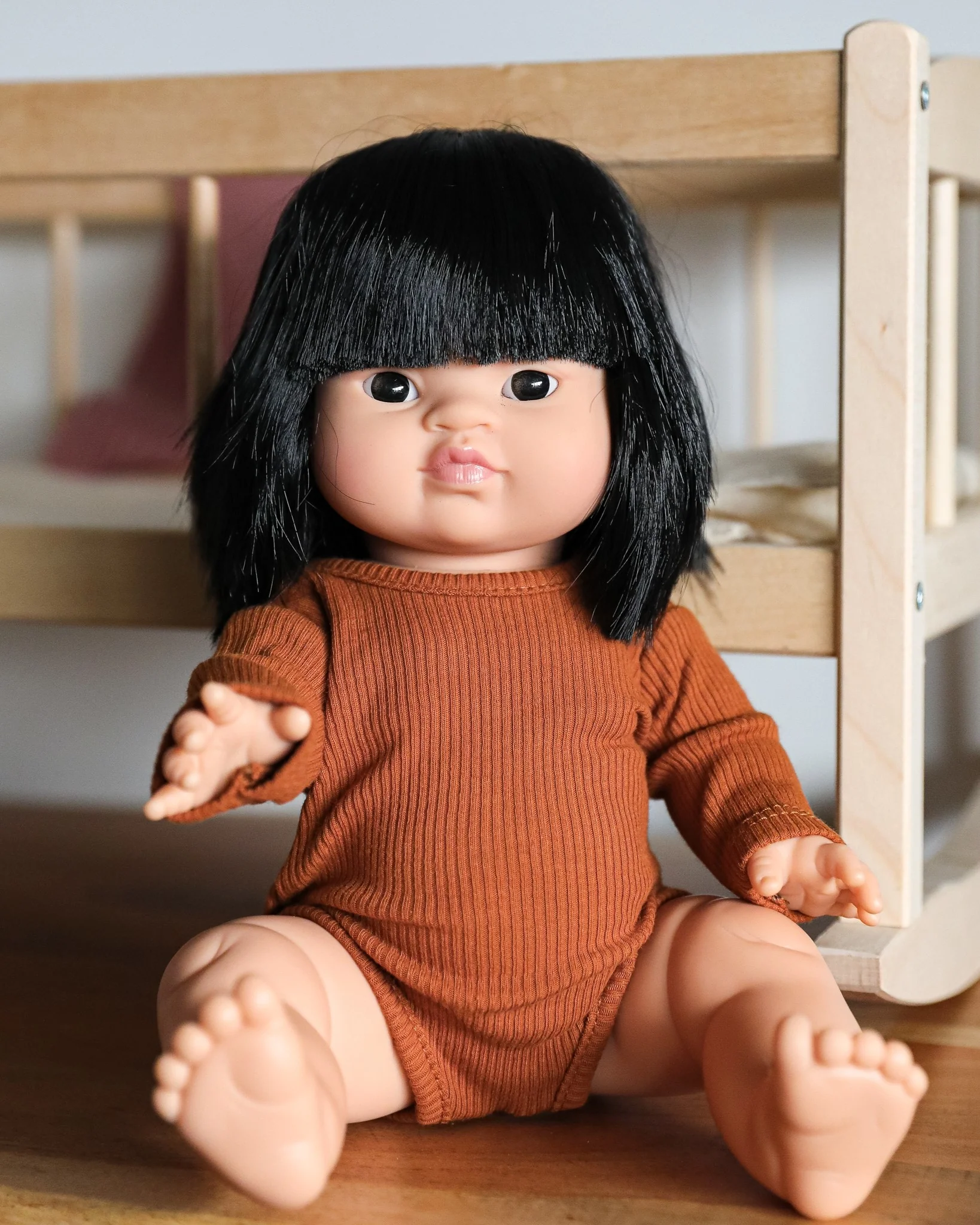 Minikane Doll Clothes | Baby Doll Bodysuit (Brown) - Image 3