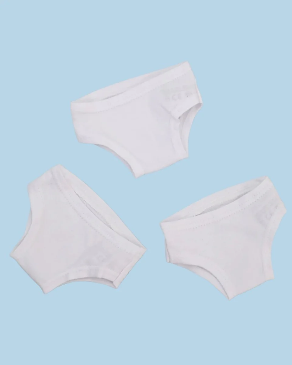 Minikane Doll Clothes | Doll Cotton Underwear - White (11" and 13" dolls) - Image 3