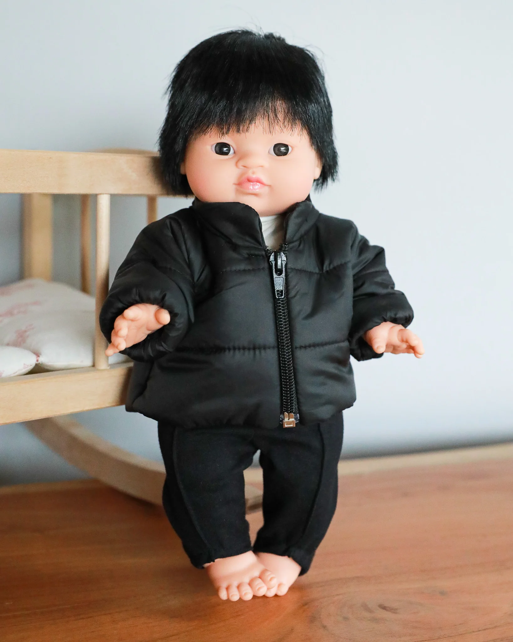 Minikane Doll Clothes | Doll Down Jacket - Black - Image 2