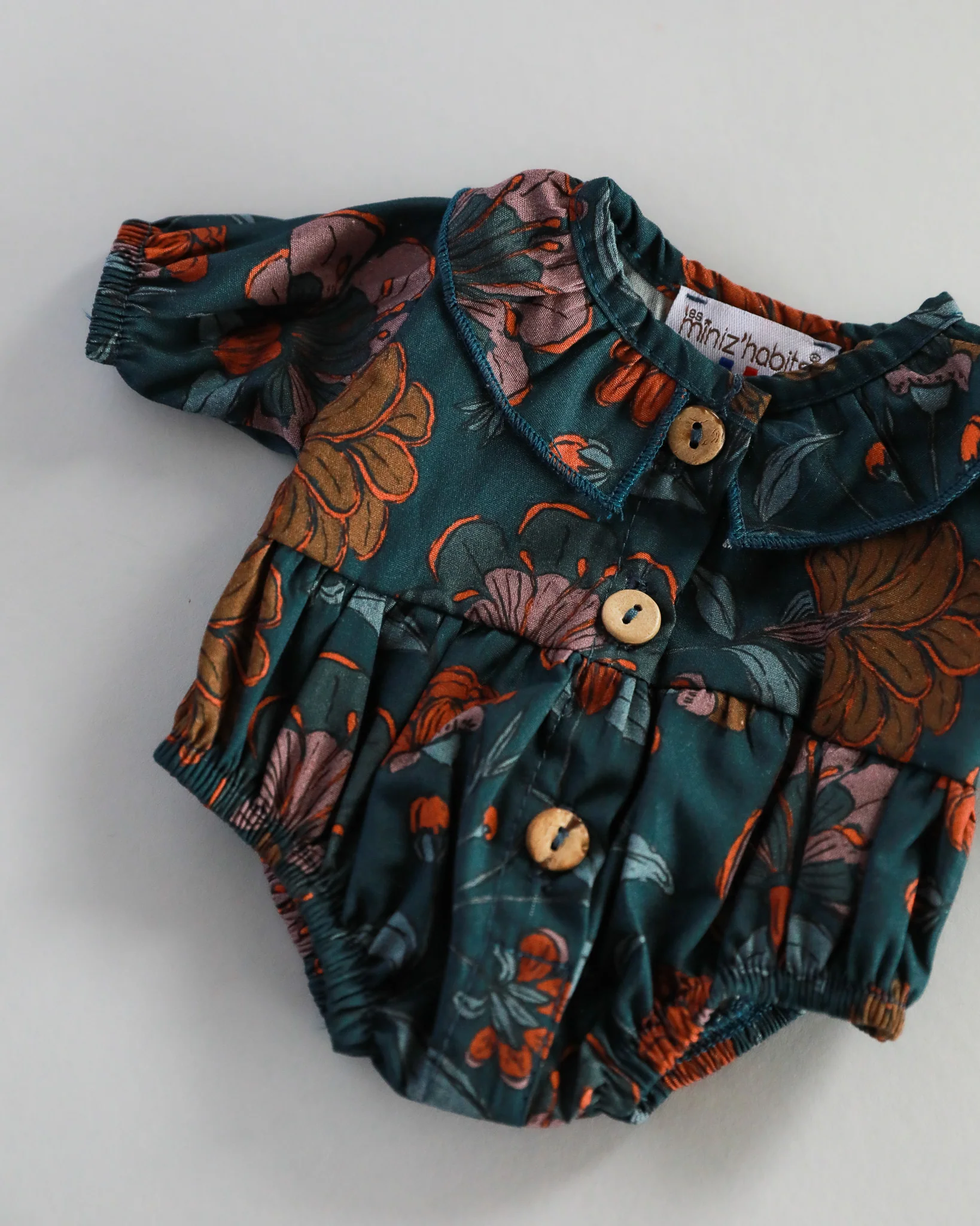 Minikane Doll Clothes | Doll Floral Romper - Blue - Image 3