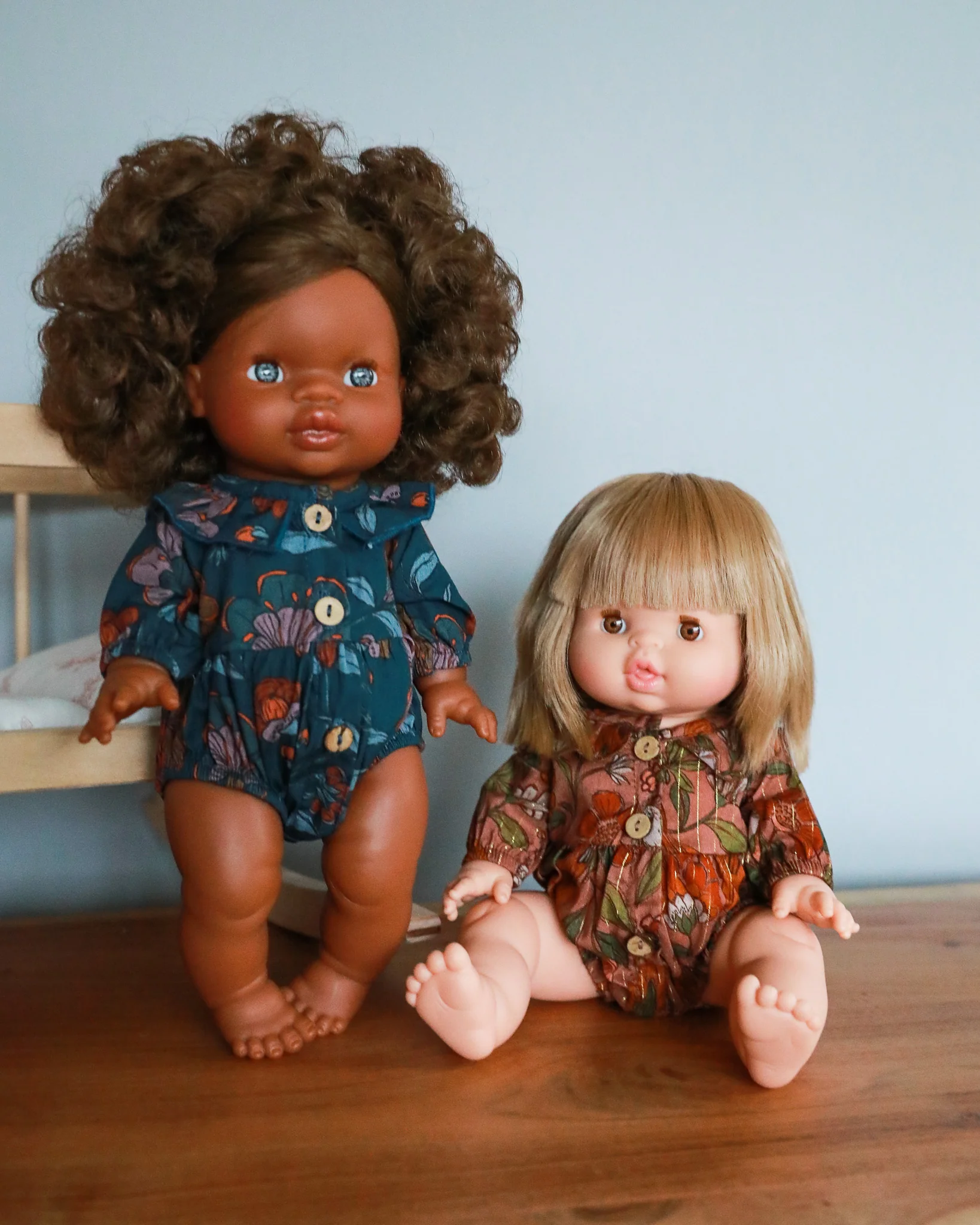 Minikane Doll Clothes | Doll Floral Romper - Brown - Image 5