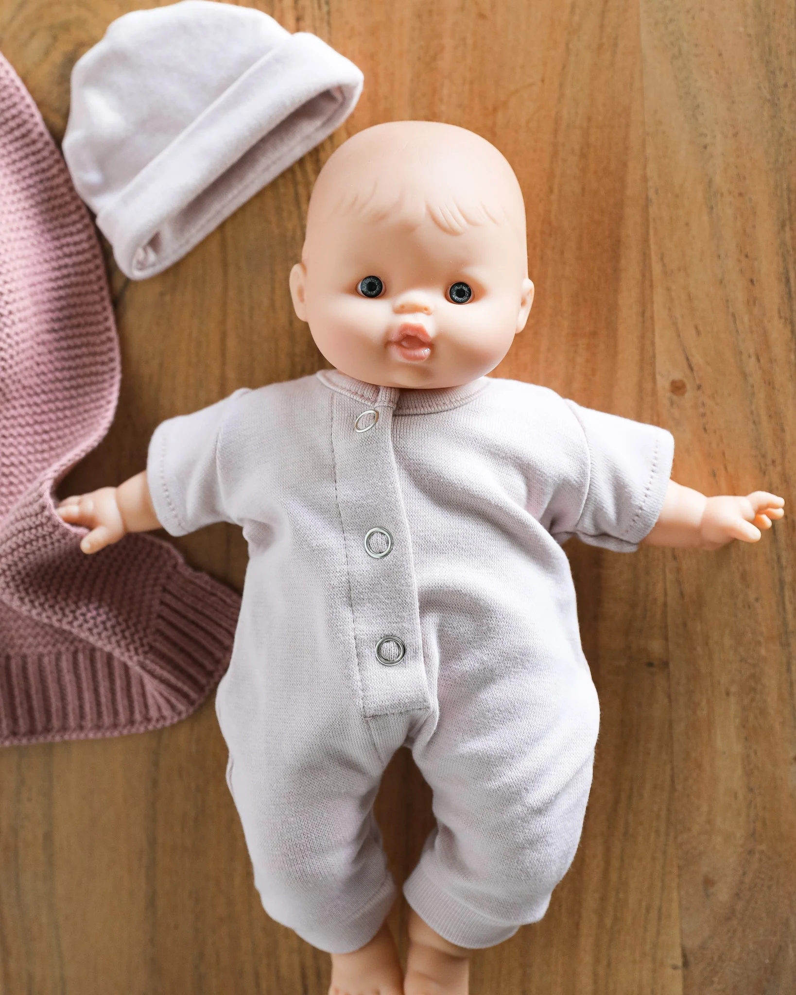 Minikane Doll Clothes | Soft Body Doll Jumpsuit with Hat (Petal) - Image 2
