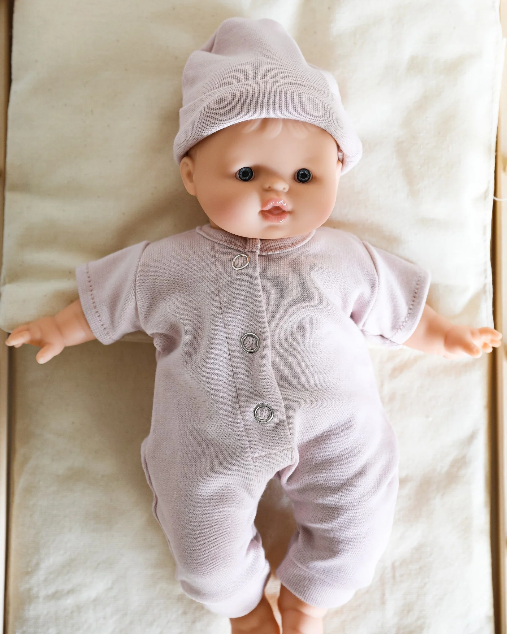 Minikane Doll Clothes | Soft Body Doll Jumpsuit with Hat (Petal) - Image 4
