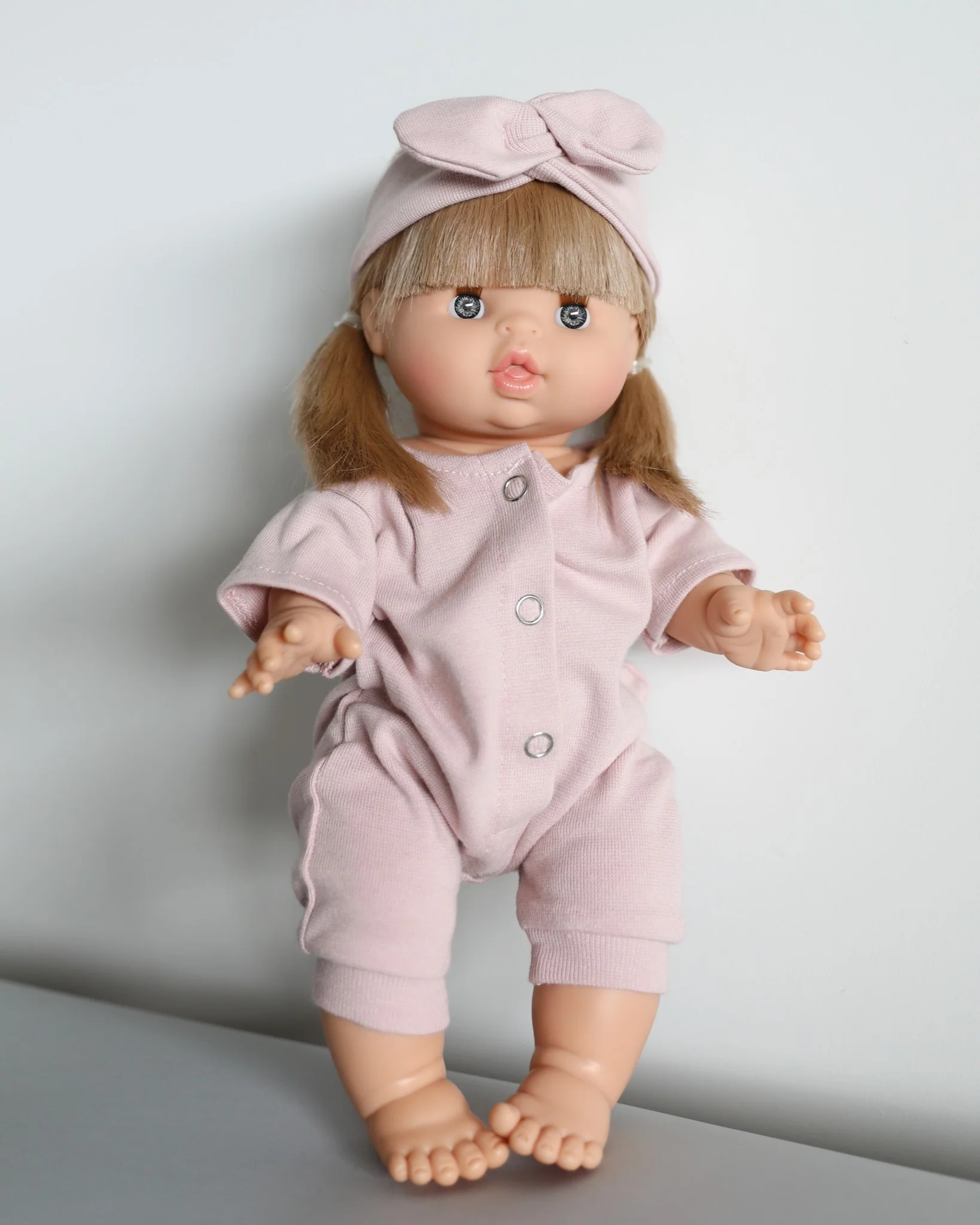 Minikane Doll Clothes | Baby Doll Jumpsuit with Headband (Petal) - Image 2