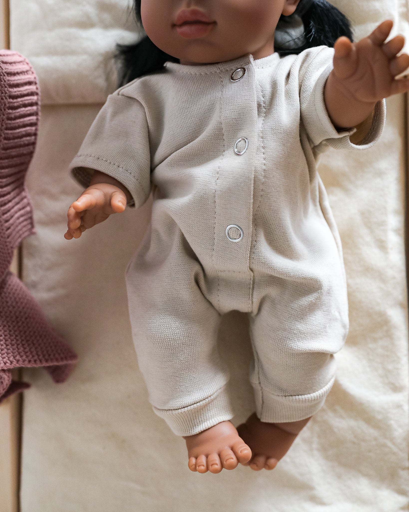 Minikane Doll Clothes | Baby Doll Jumpsuit with Headband (White) - Image 2