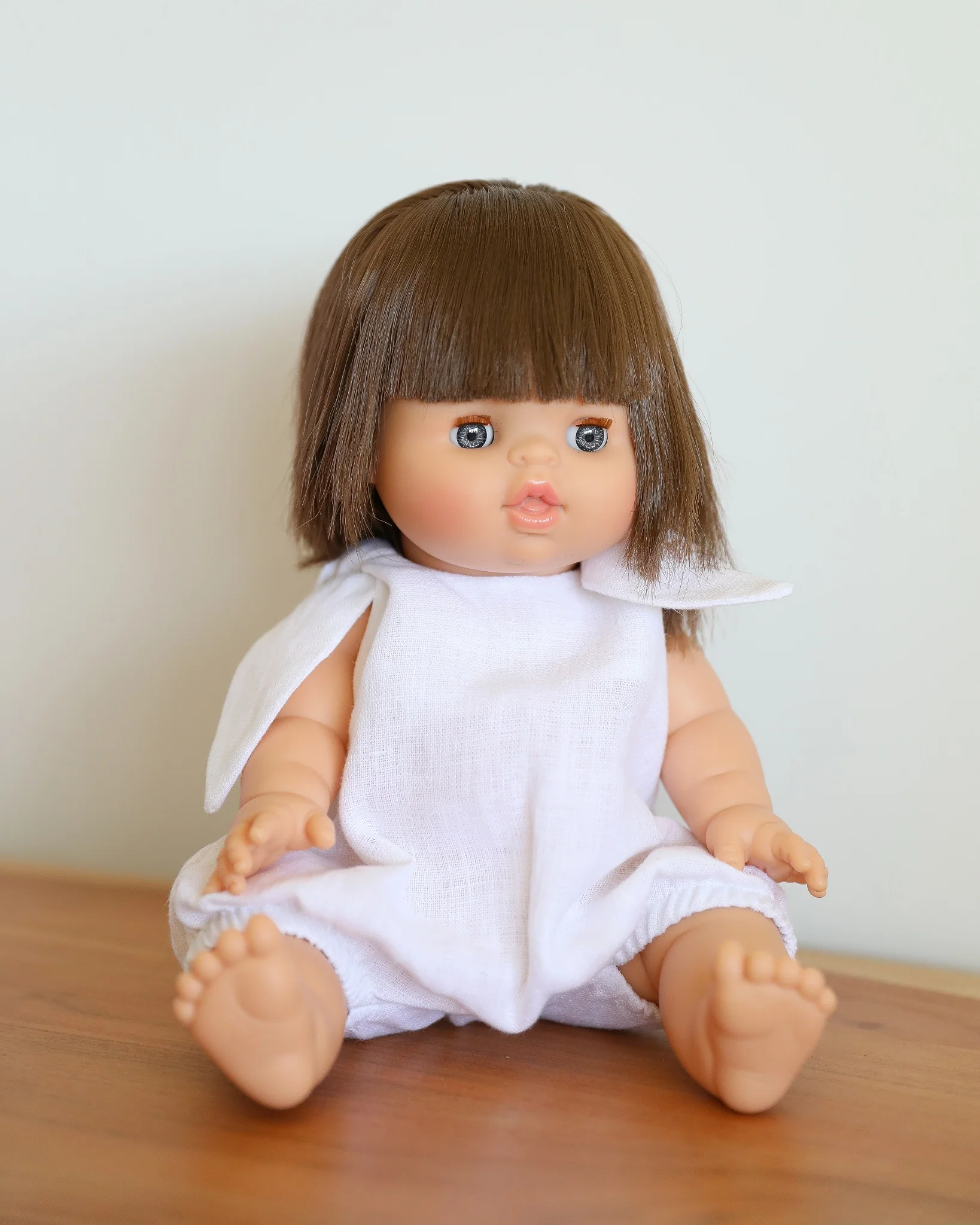 Minikane Doll Clothes | Baby Doll Linen Romper (White) - Image 2