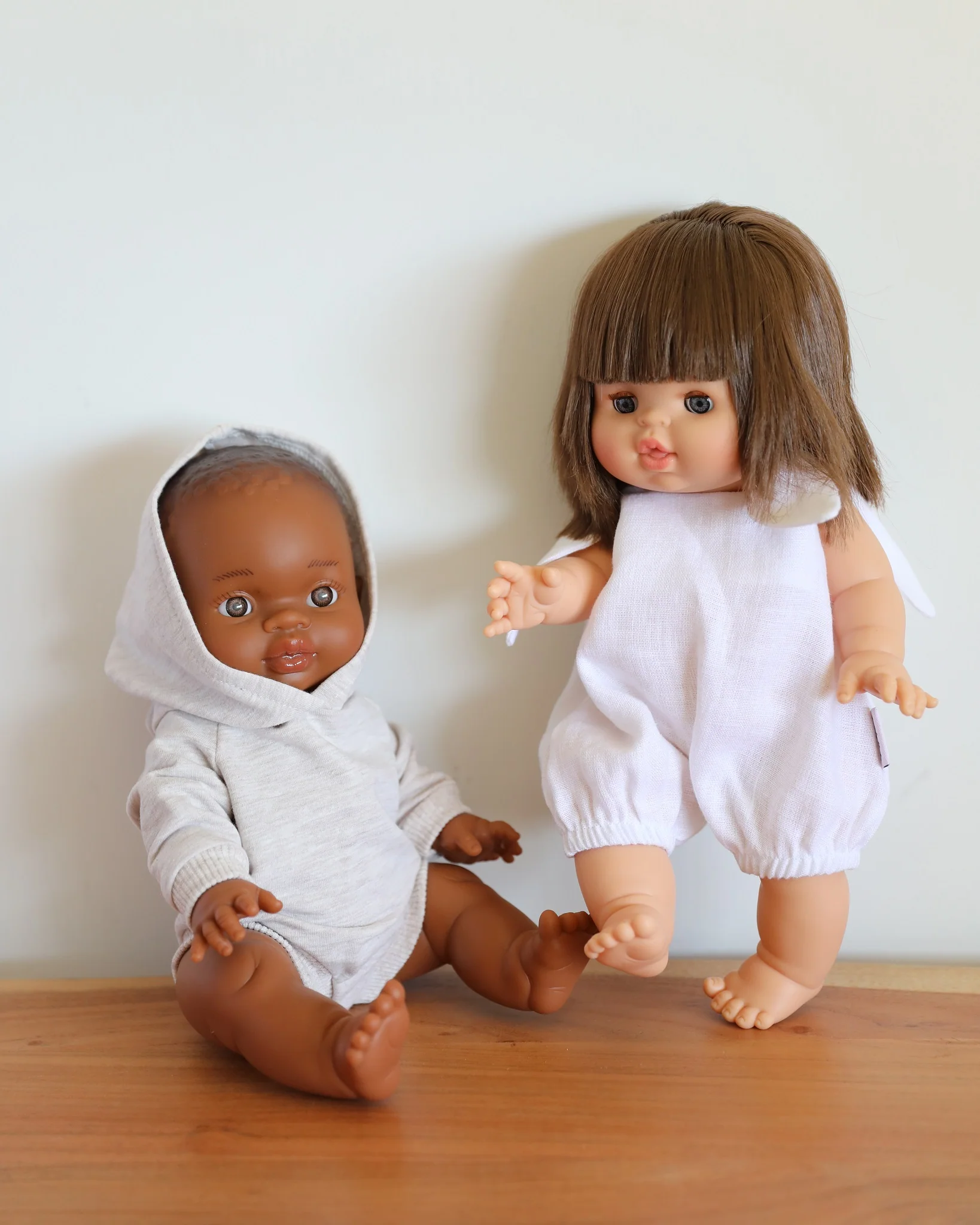 Minikane Doll Clothes | Baby Doll Linen Romper (White) - Image 4
