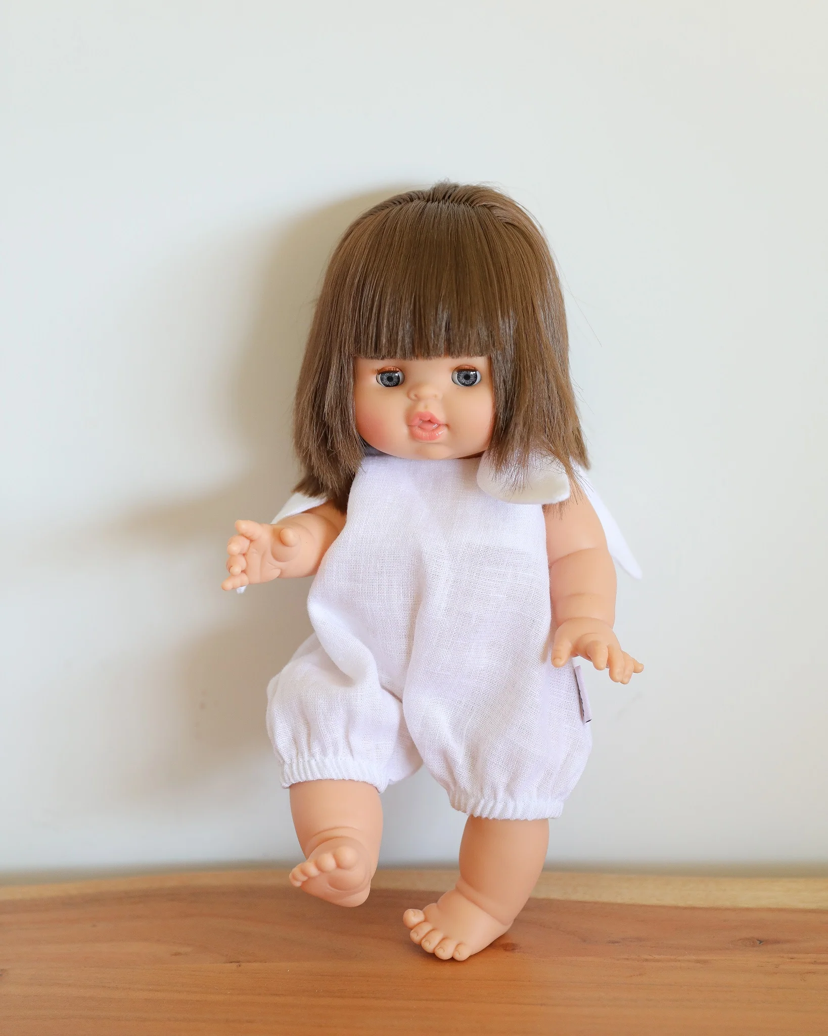 Minikane Doll Clothes | Baby Doll Linen Romper (White) - Image 6