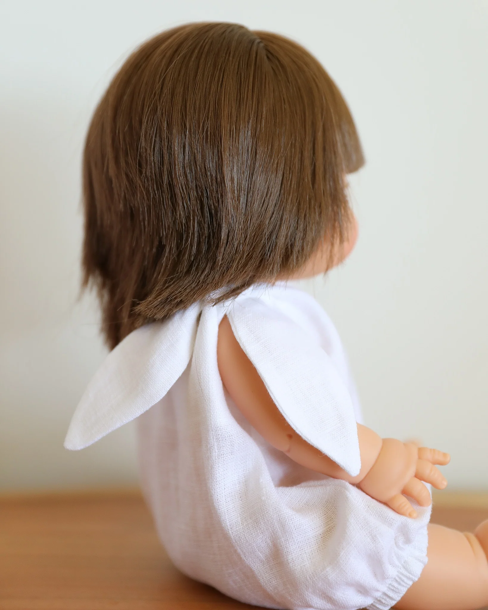 Minikane Doll Clothes | Baby Doll Linen Romper (White) - Image 7