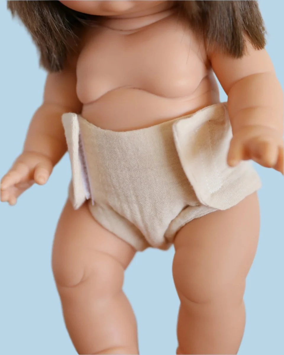 Minikane Doll Clothes | Doll Muslin Diaper - Cream (11" and 13" dolls) - Image 4