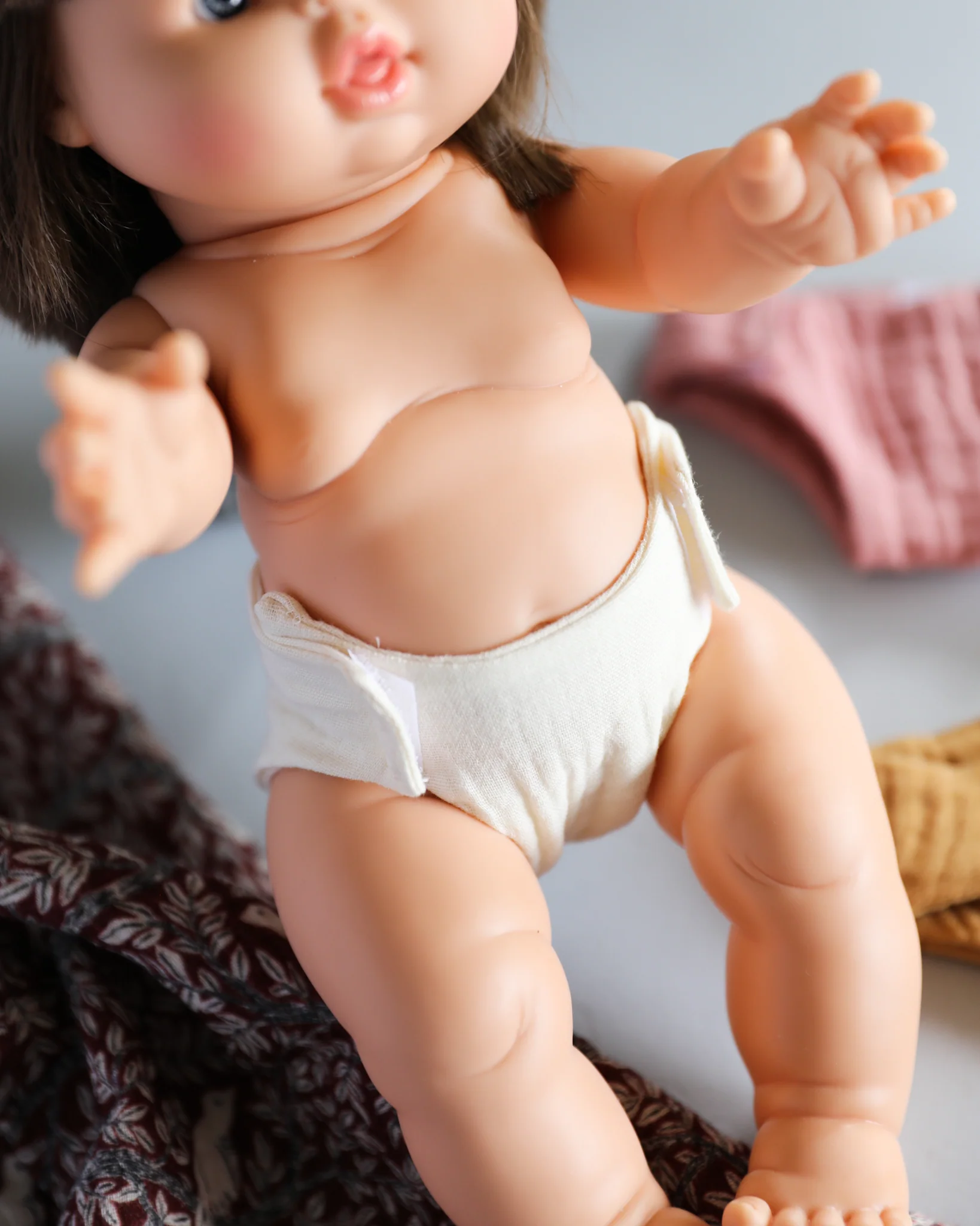 Minikane Doll Clothes | Baby Doll Muslin Diapers (pack of 3) - Image 2