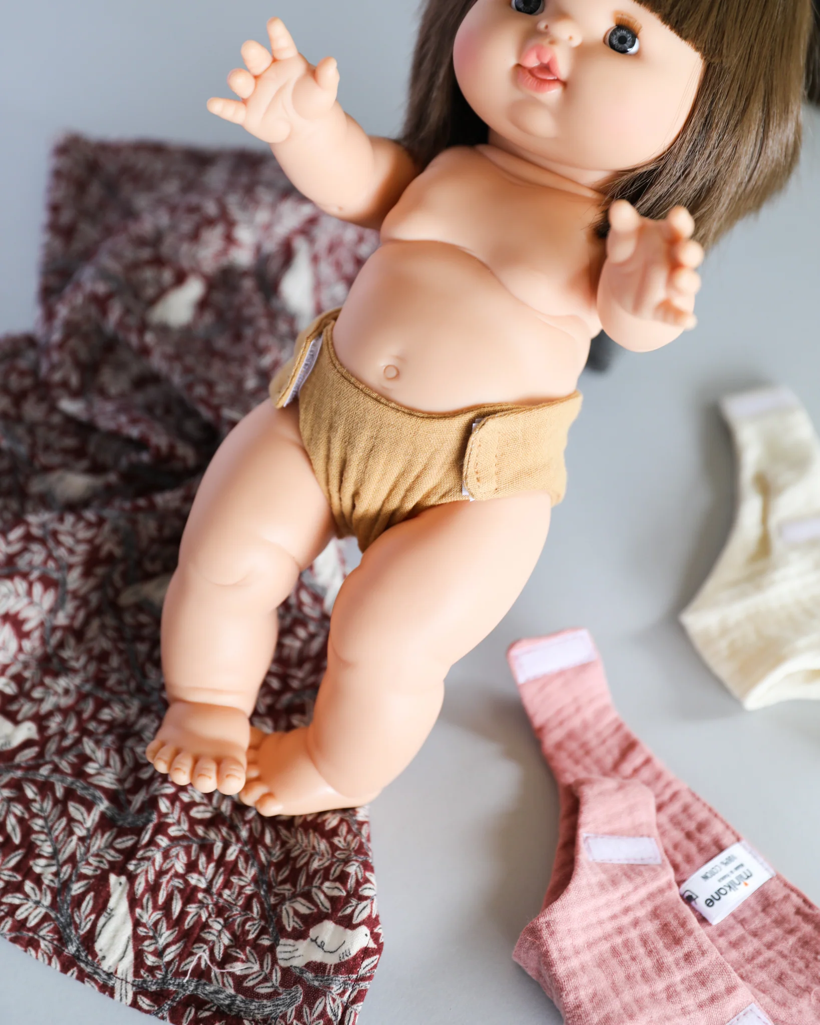 Minikane Doll Clothes | Baby Doll Muslin Diapers (pack of 3) - Image 4