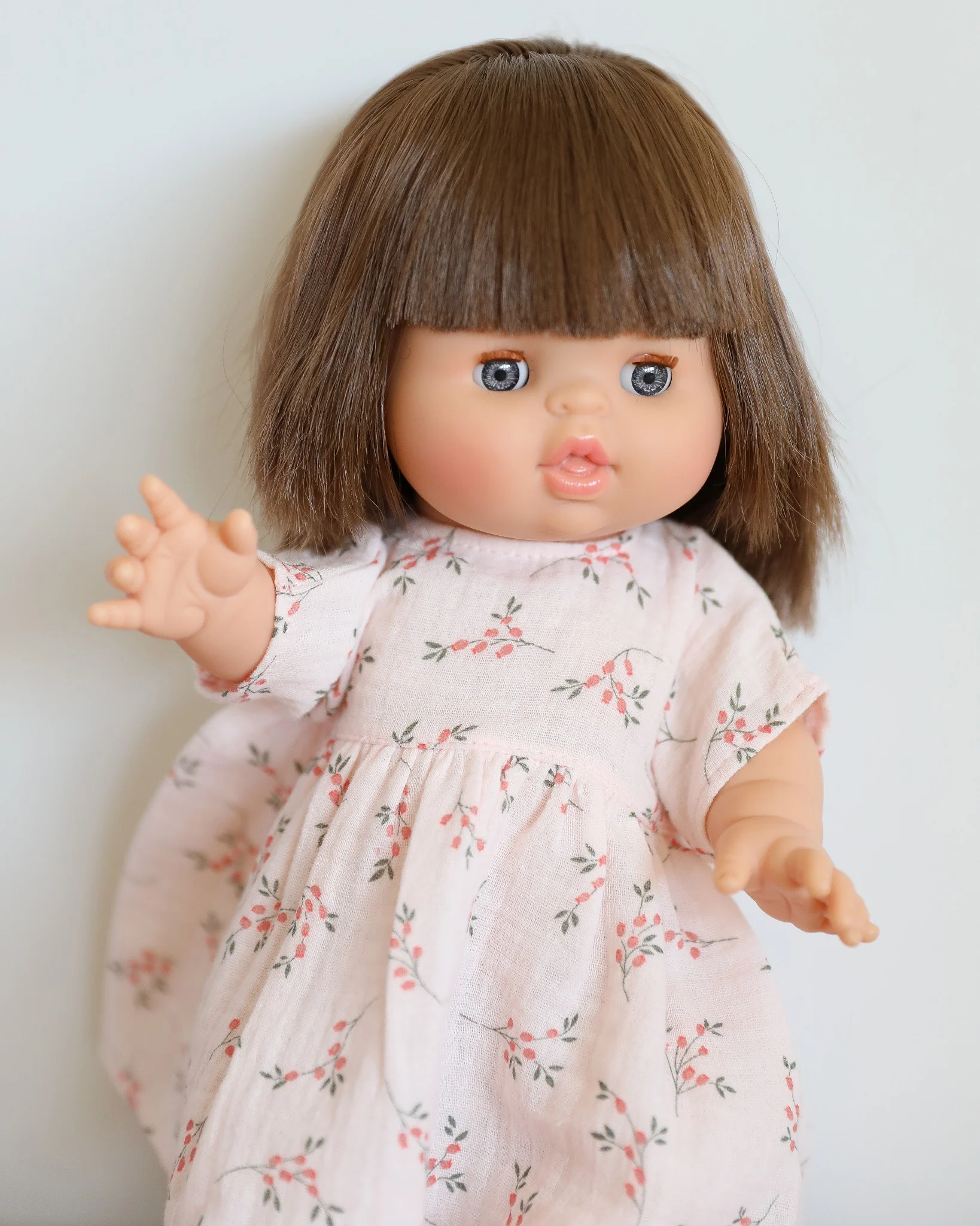 Minikane Doll Clothes | Baby Doll Muslin Floral Dress (Pink) - Image 5
