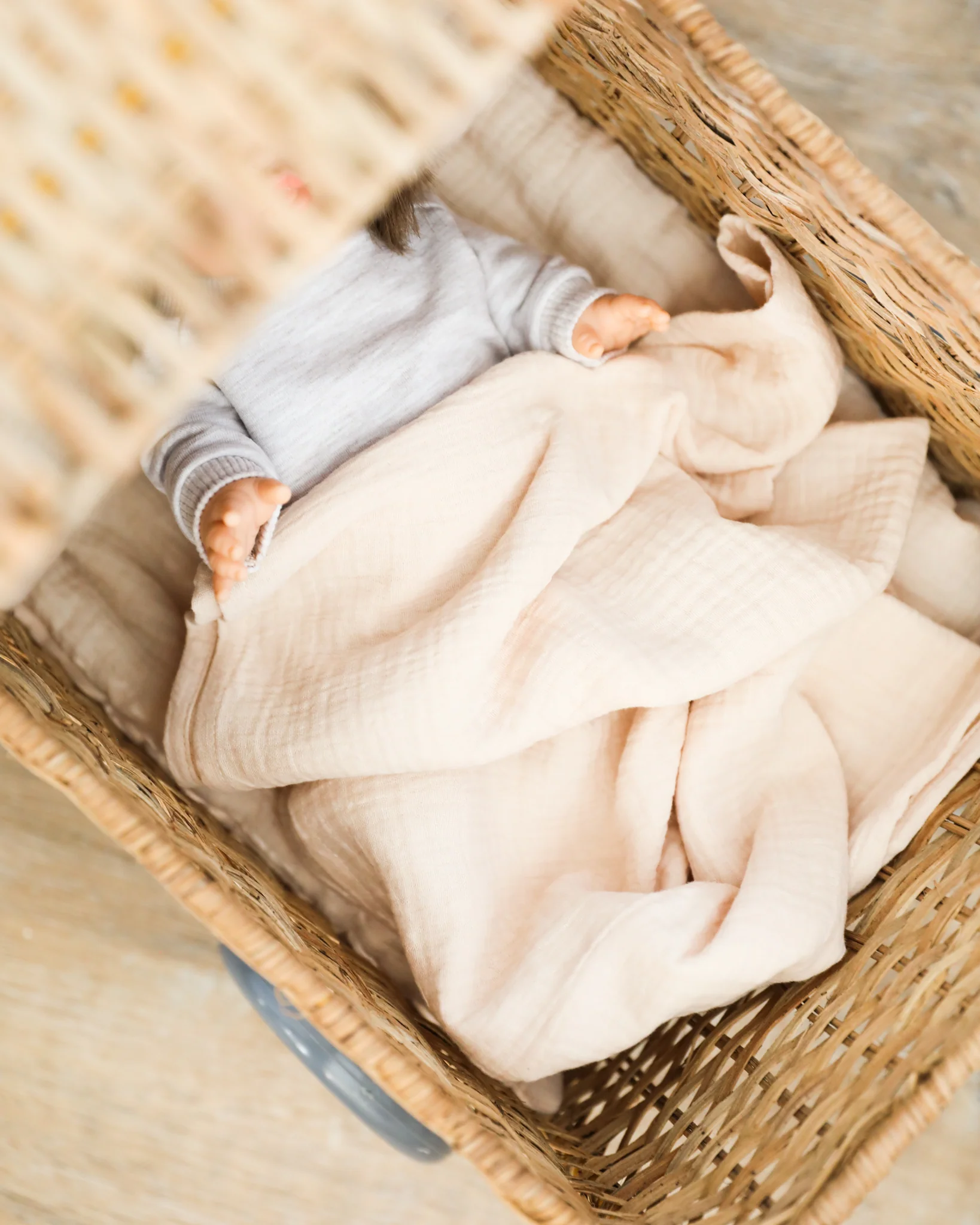 Doll Muslin Swaddle Blanket - Cream - Image 3