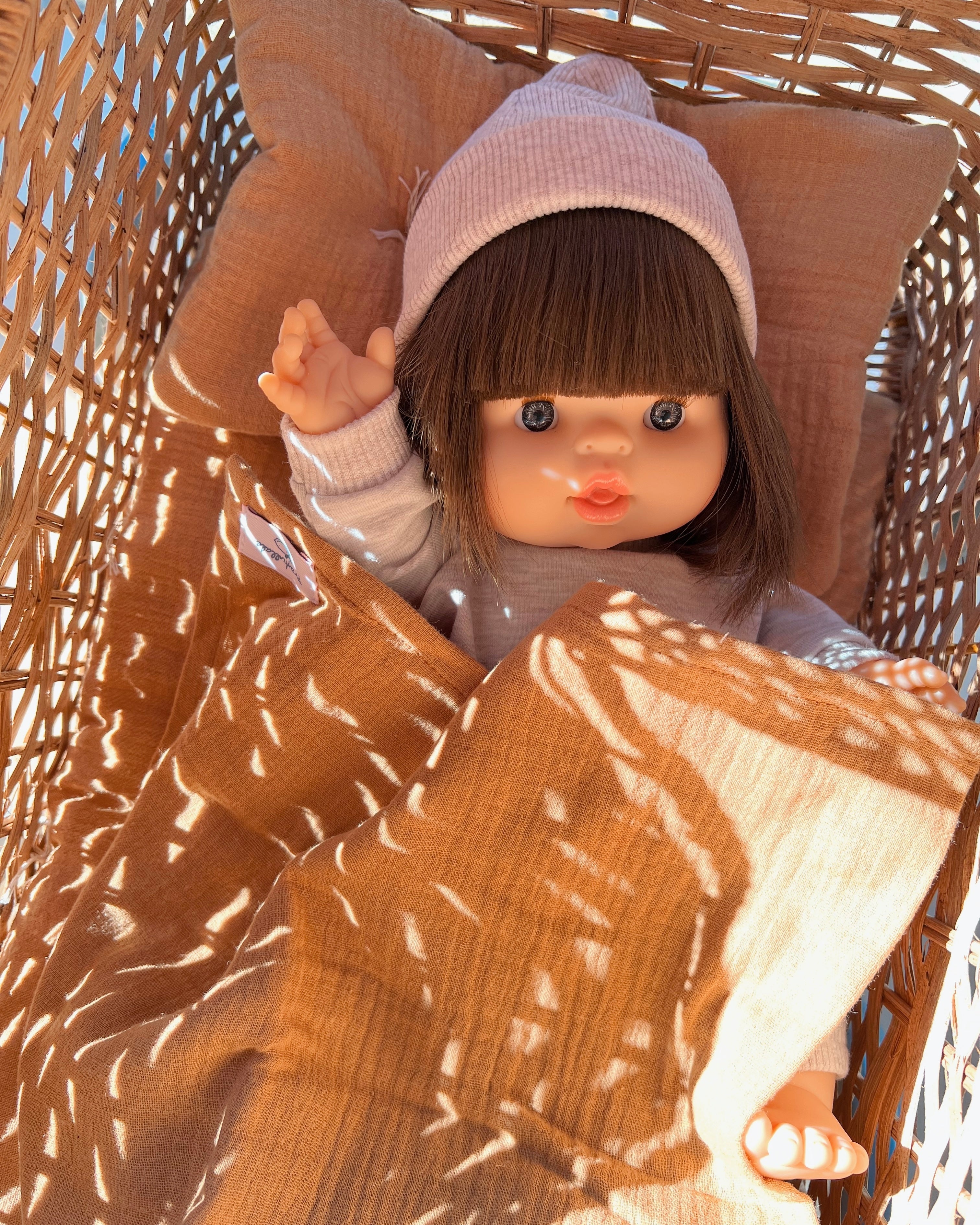 Doll Muslin Swaddle Blanket - Toffee - Image 4
