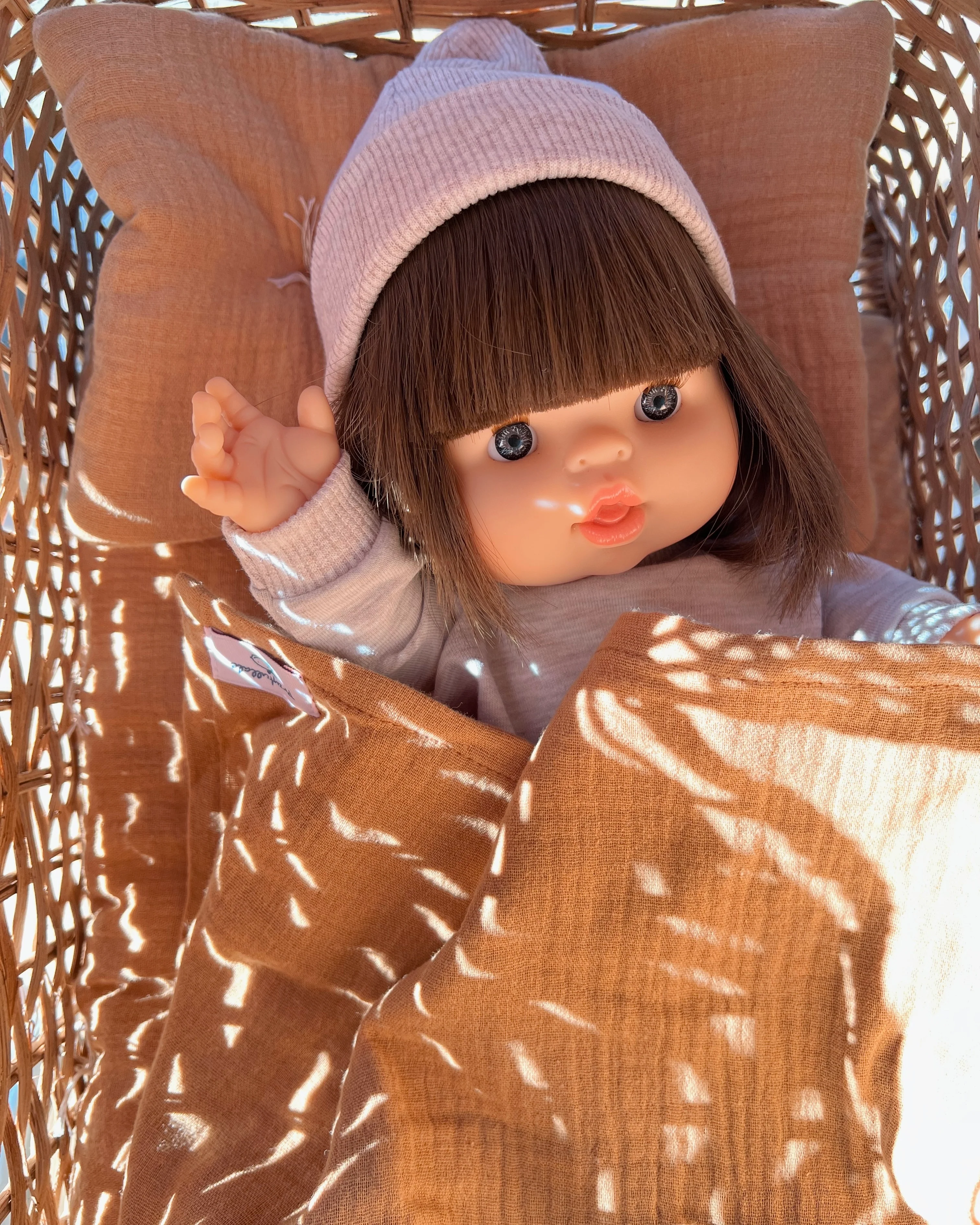 Doll Muslin Swaddle Blanket - Toffee - Image 5