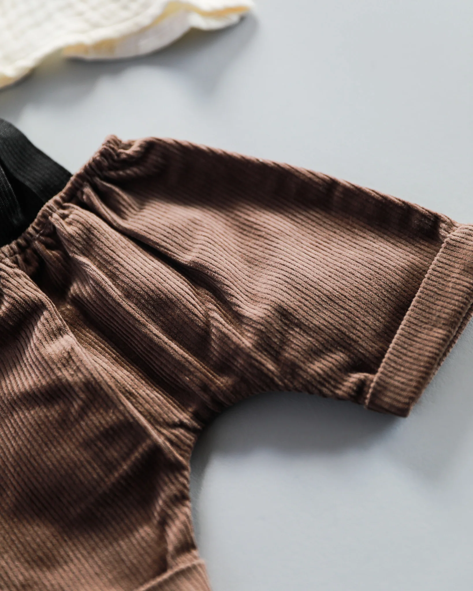 Minikane Doll Clothes | Baby Doll Muslin Top and Velvet Pant Set (Brown) - Image 3