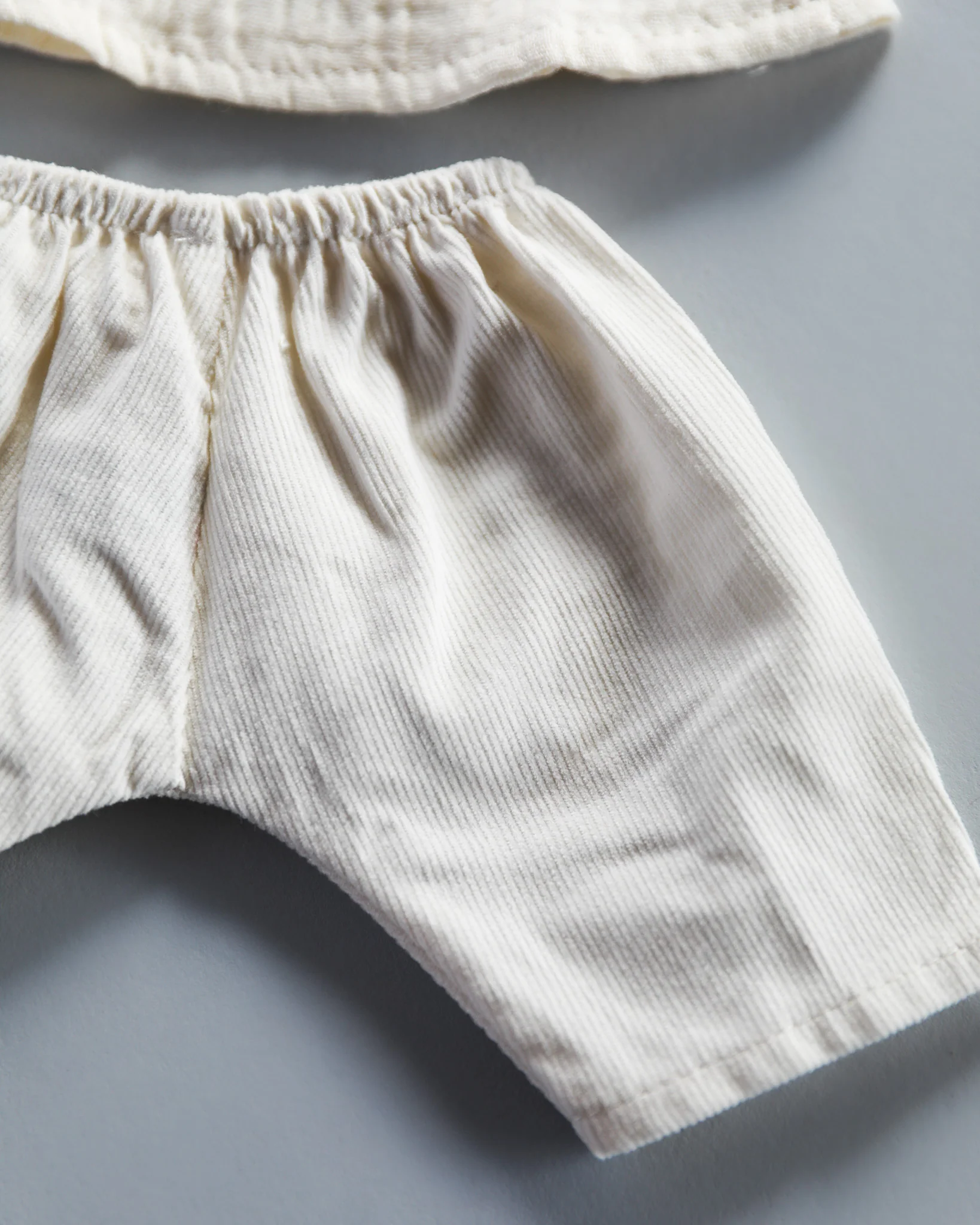 Minikane Doll Clothes | Baby Doll Muslin Top and Velvet Pant Set (White) - Image 3