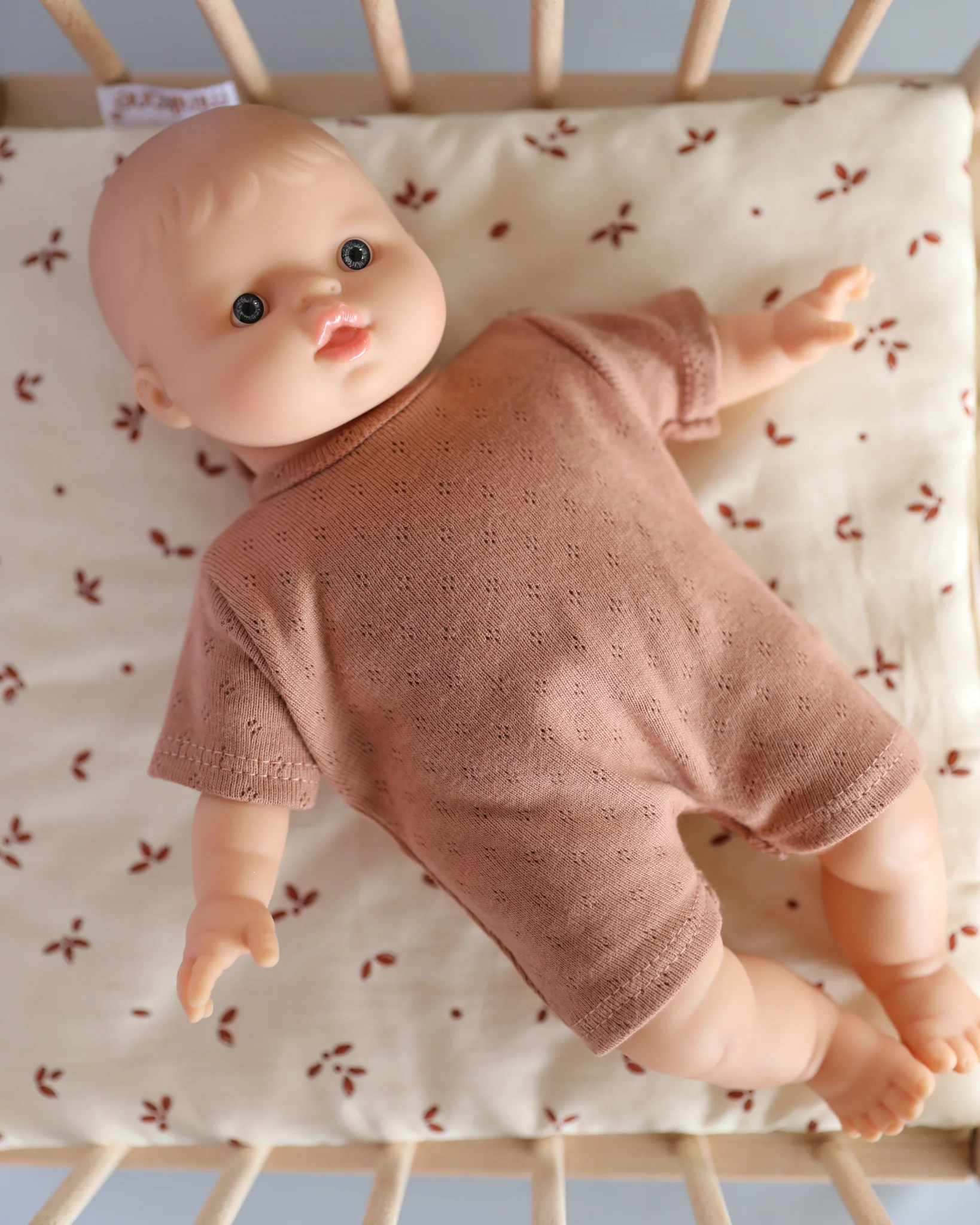 Minikane Doll Clothes | Baby Doll Onesie (Brown) - Image 2