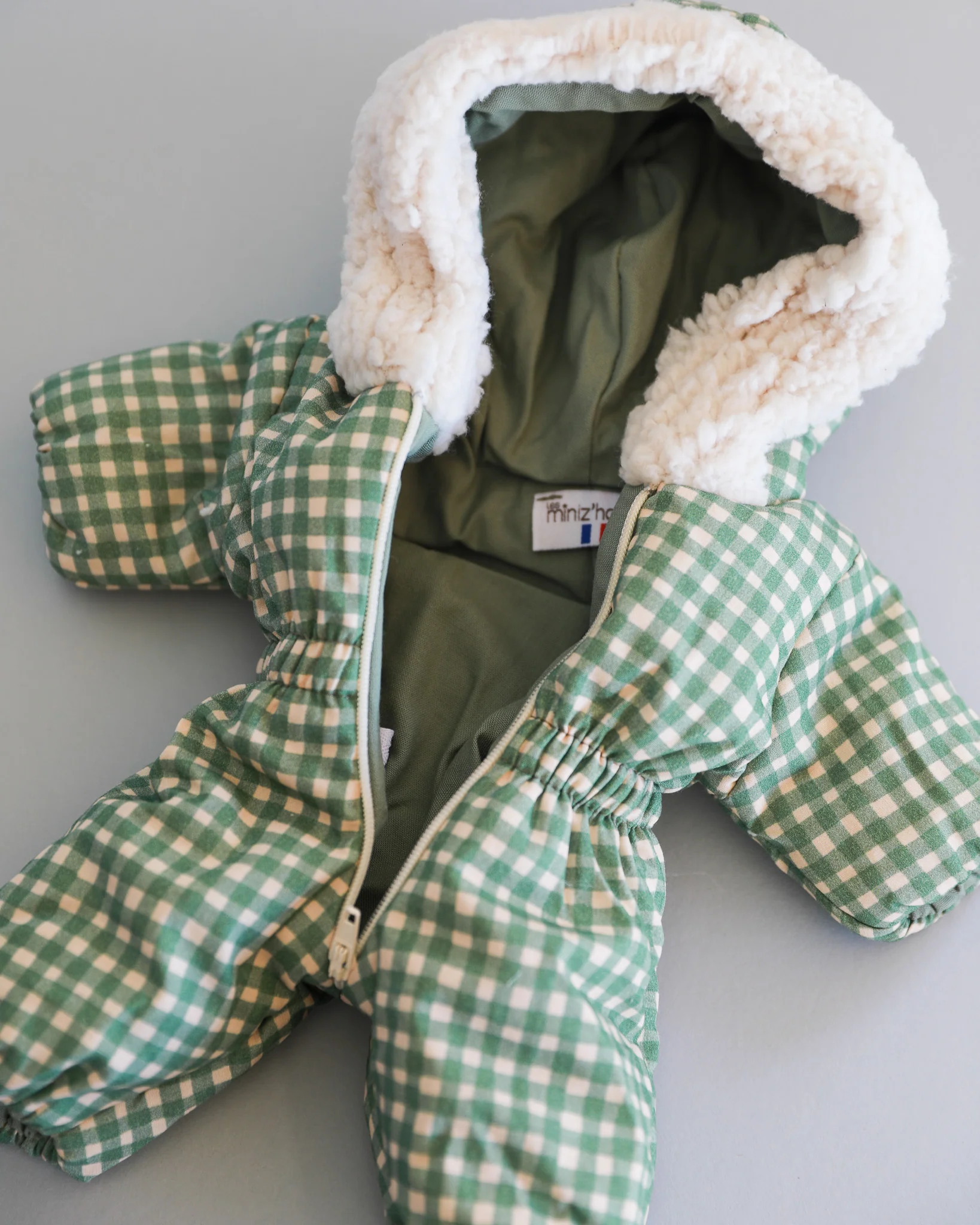 Minikane Doll Clothes | Doll Snowsuit - Green Gingham - Image 3