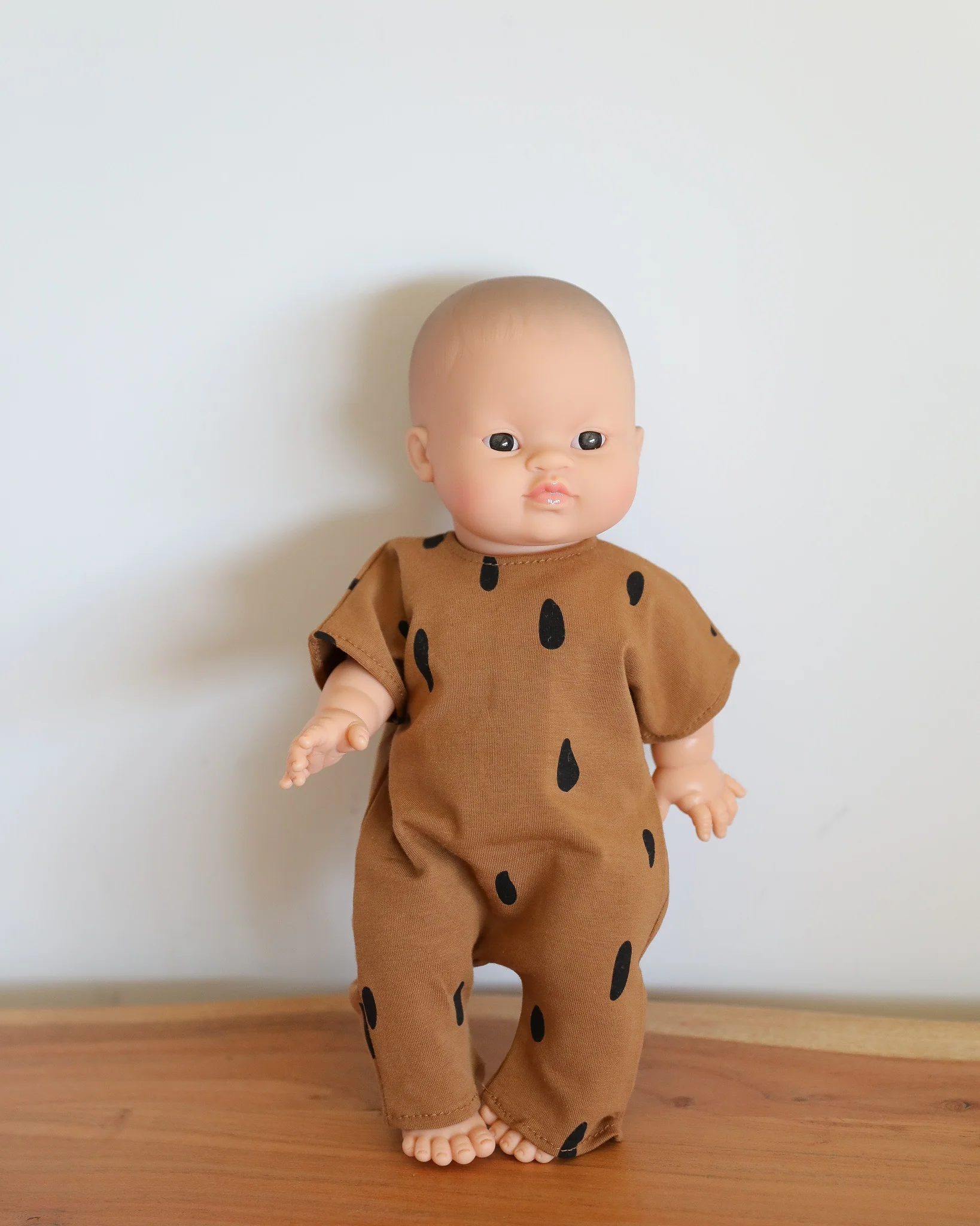 Minikane Doll Clothes | Baby Doll Spotted Romper (Brown) - Image 4