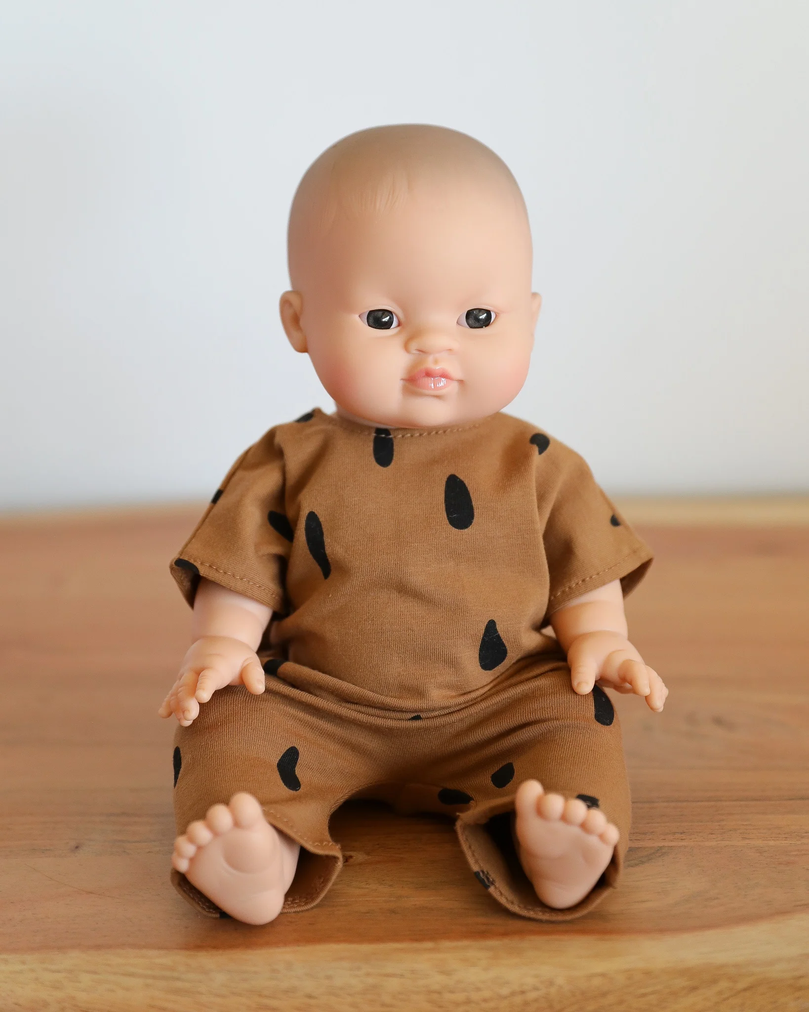 Minikane Doll Clothes | Baby Doll Spotted Romper (Brown) - Image 5