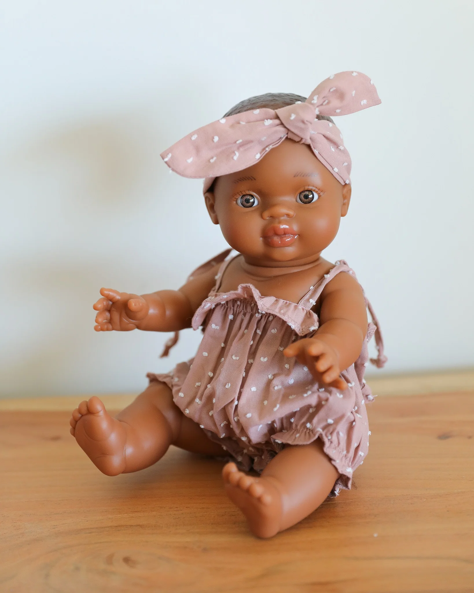 Minikane Doll Clothes | Baby Doll Summer Romper with Headband (Plum) - Image 4