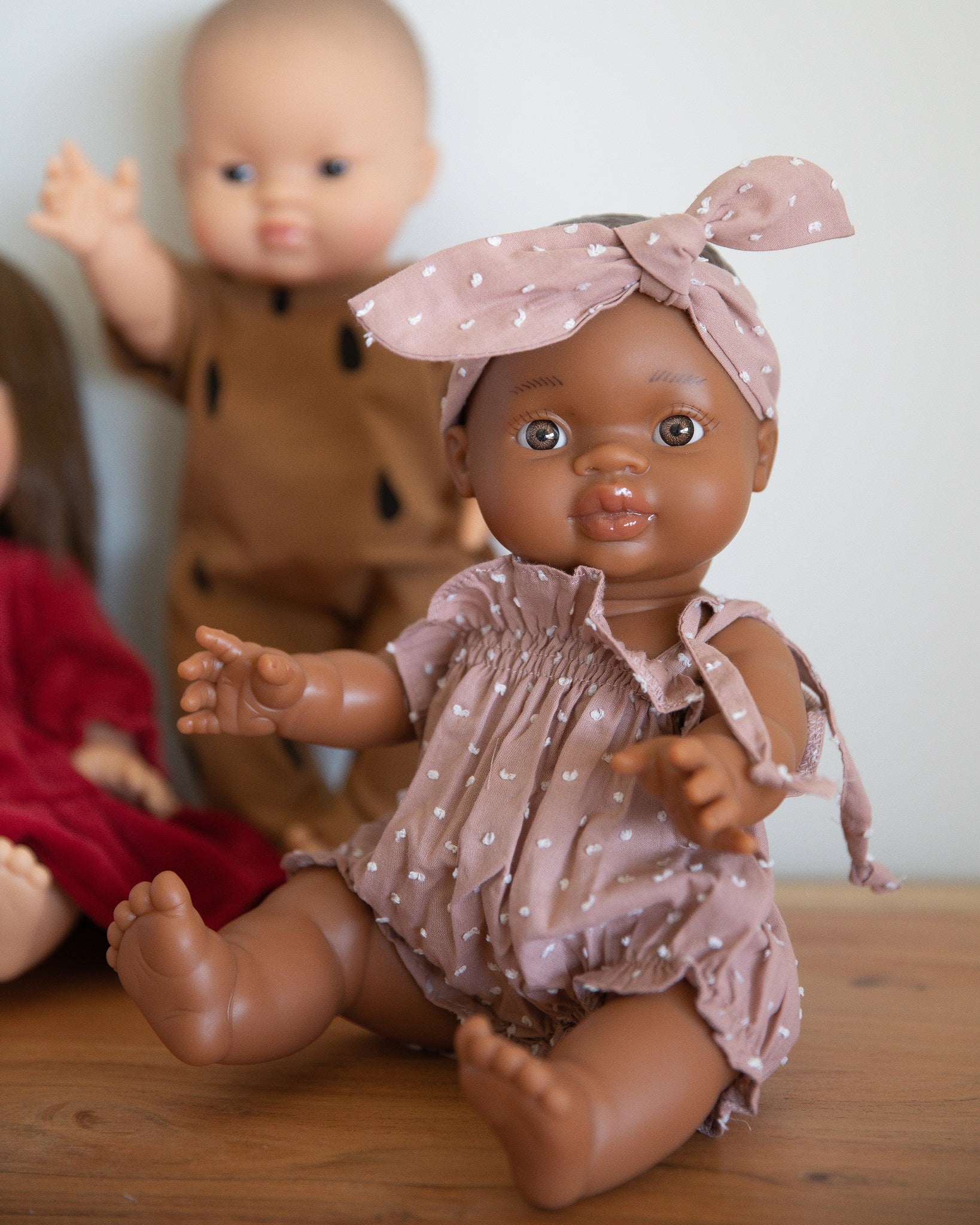 Minikane Doll Clothes | Baby Doll Summer Romper with Headband (Plum) - Image 5