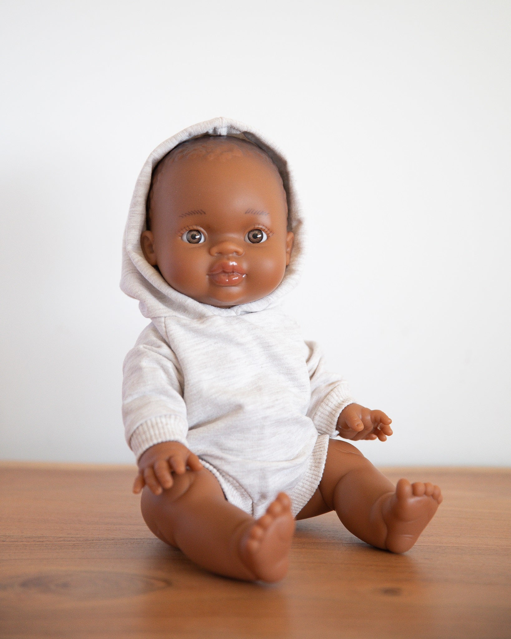 Minikane Doll Clothes | Baby Doll Sweatshirt Jumpsuit with a Hoodie (Grey) - Image 3